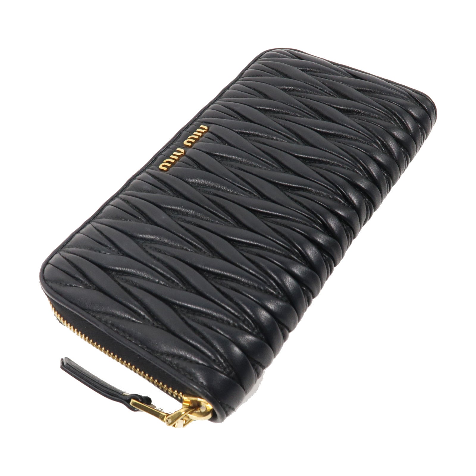 Miu Miu 羊皮皮革Zipper Long Wallet金扣拉鍊長錢包黑色