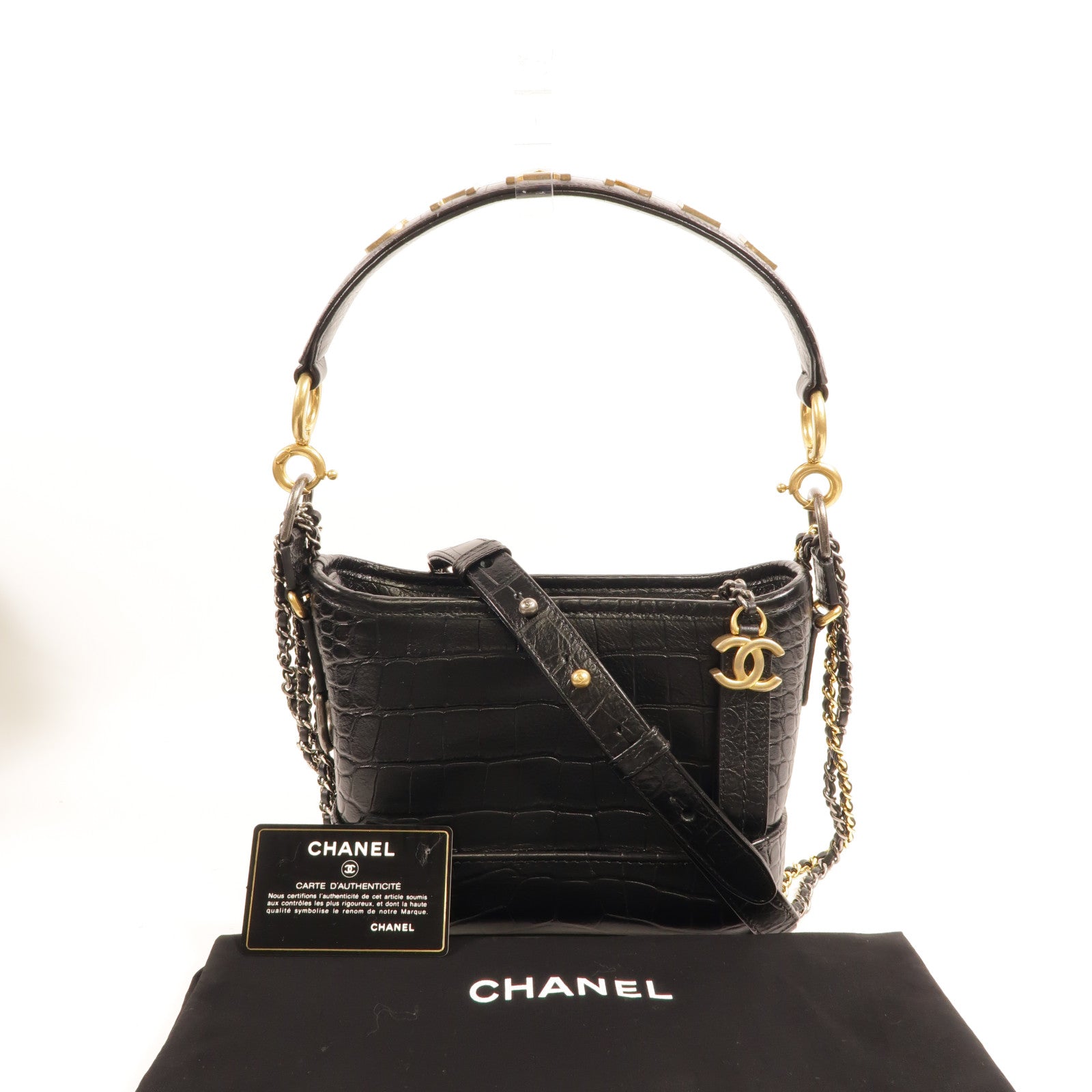 CHANEL 牛皮皮革Gabrielle Small鏈帶手挽肩背兩用袋