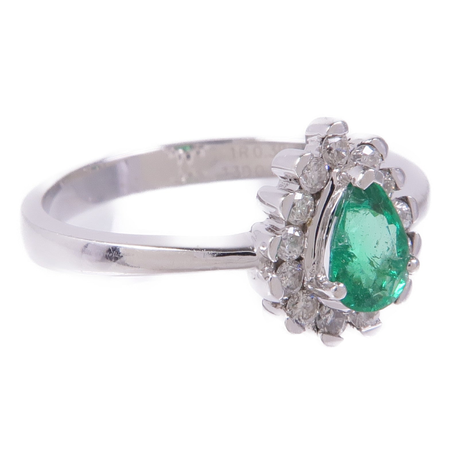 JEWELRY 【激減優惠】18K白金Emerald/Diamond Ring綠寶石/鑽石戒指US#7.25