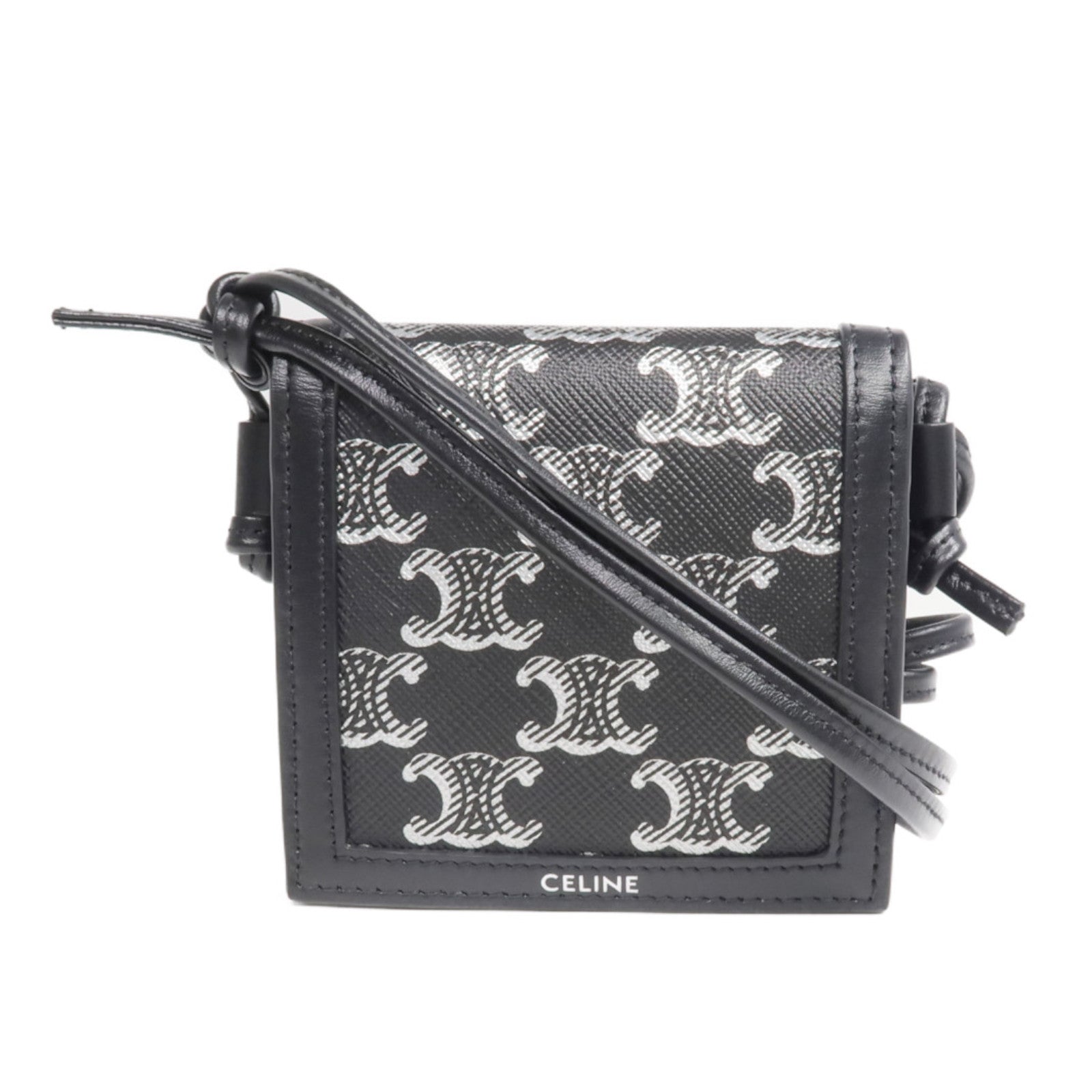 CELINE 牛皮皮革/塗層帆布Triomphe Necklace Wallet肩背袋