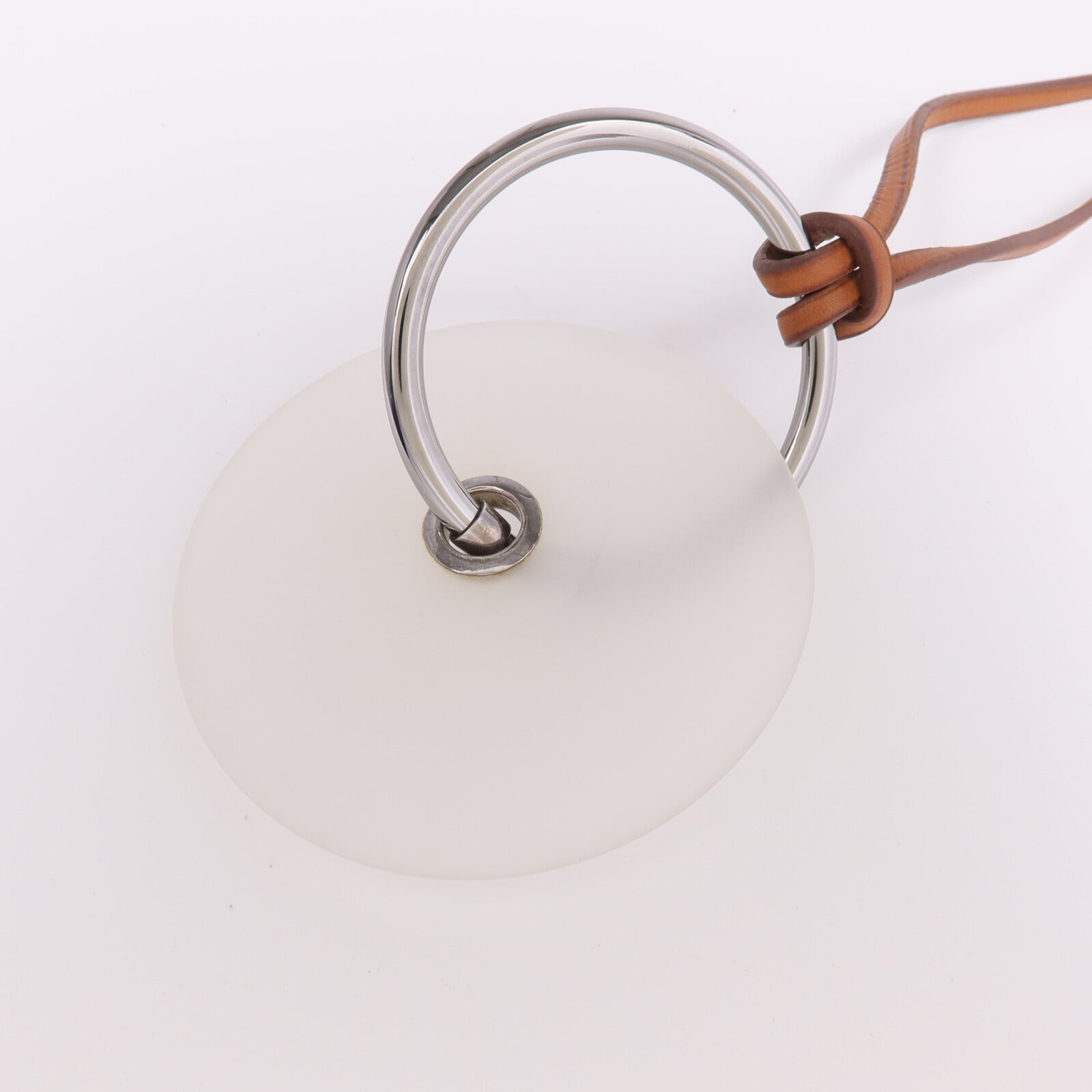HERMES Barenia皮革Pendentif EN Cristal項鍊Fauve
