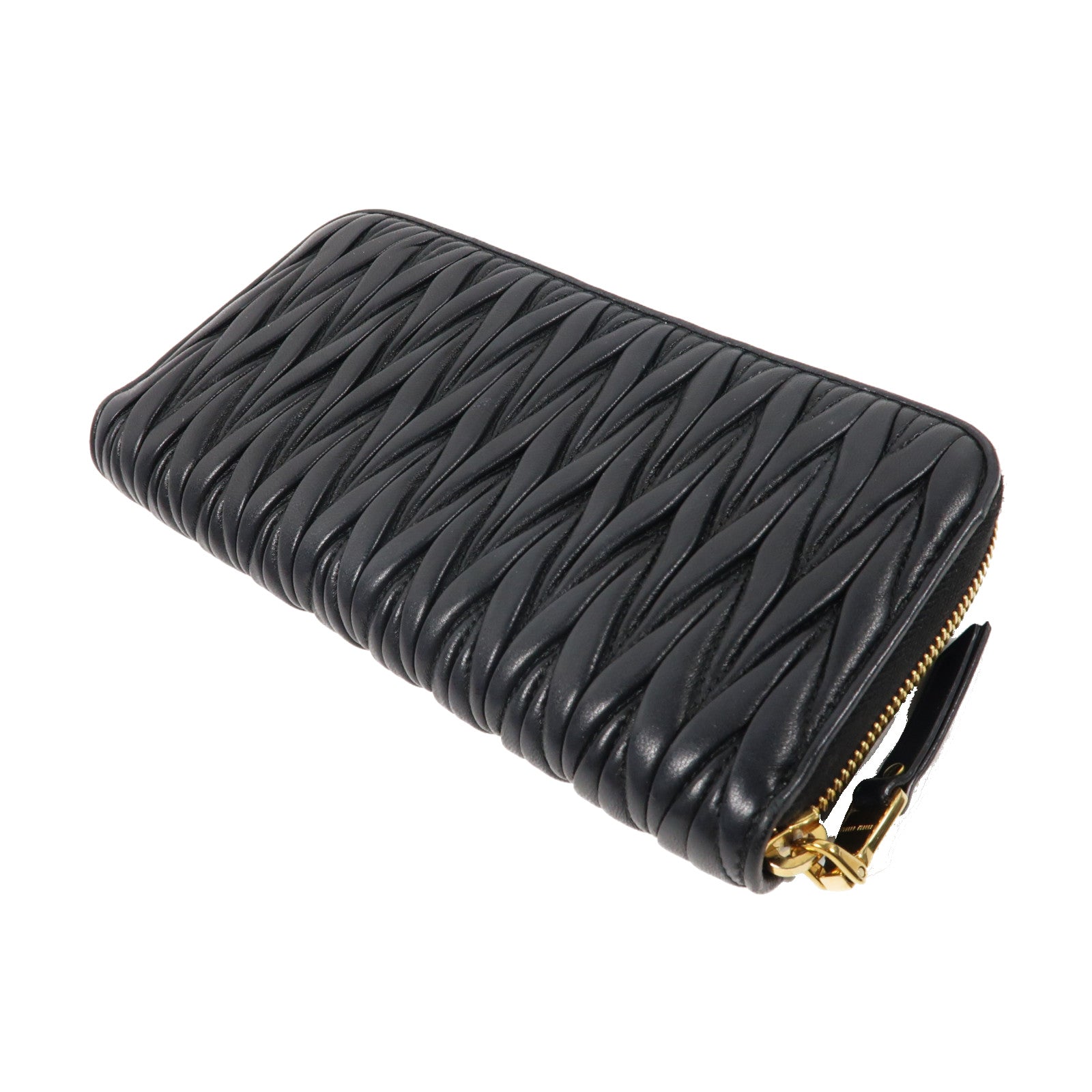 Miu Miu 羊皮皮革Zipper Long Wallet金扣拉鍊長錢包黑色