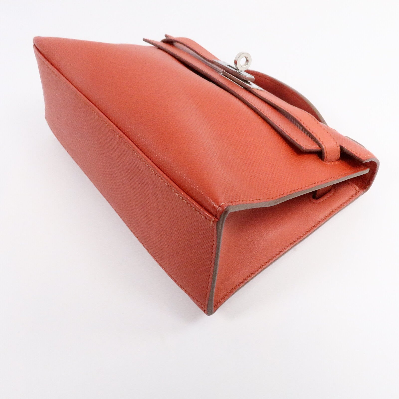 HERMES Swift皮革Kelly Pochette手挽袋Capucine/Rouge Pivo