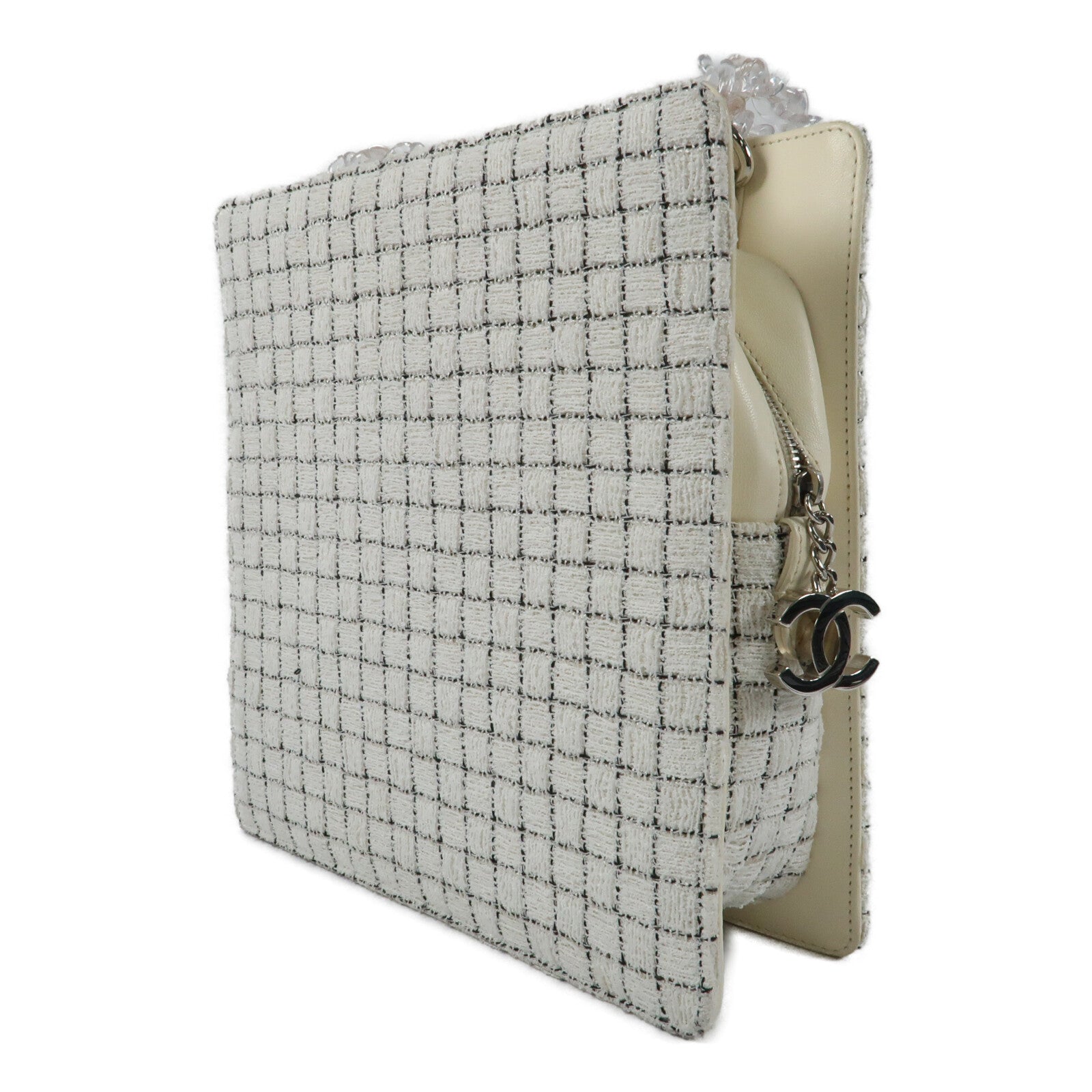 CHANEL Tweed Shoulder Bag銀扣肩背袋
