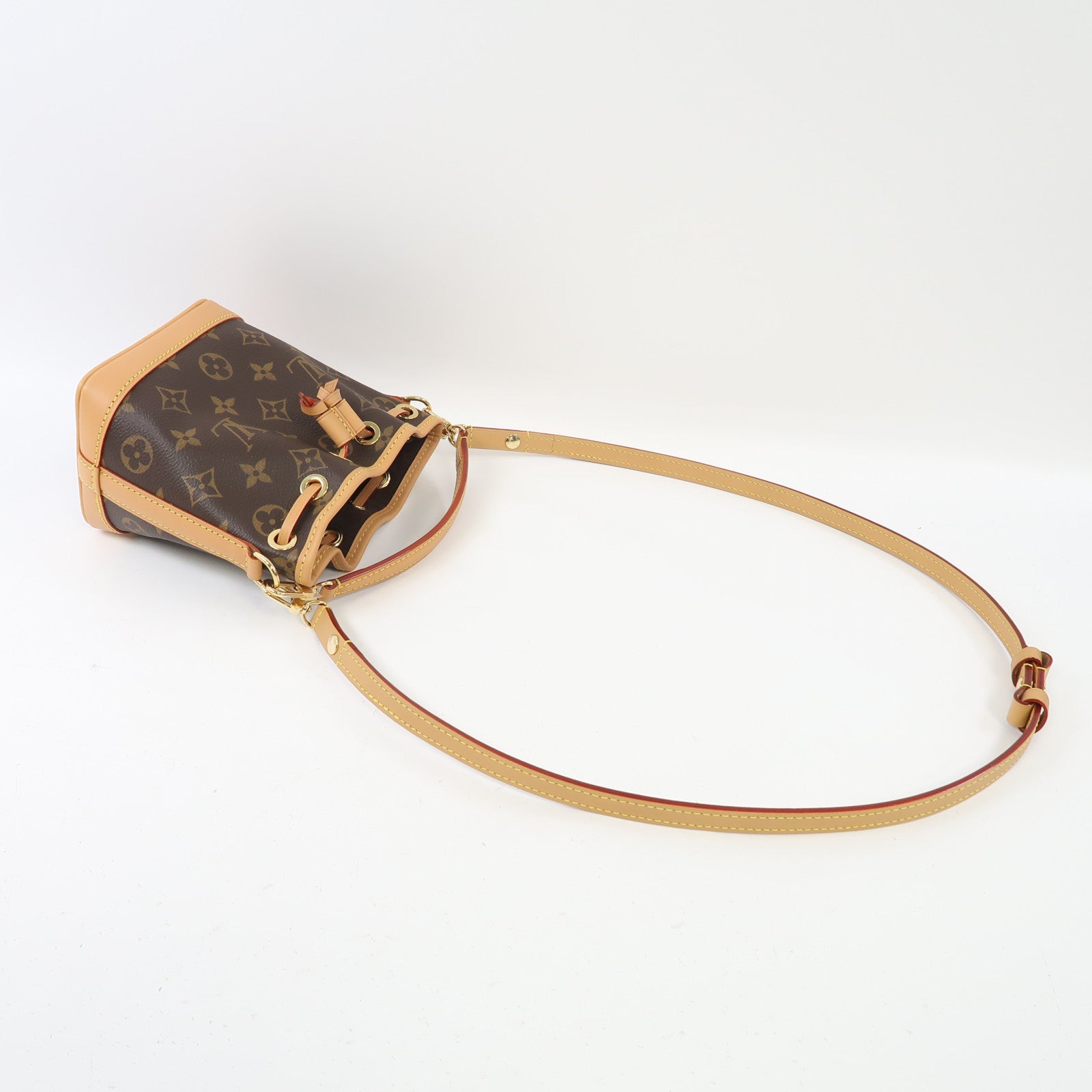 LOUIS VUITTON Monogram Nano Noe金扣手挽肩背兩用袋啡色