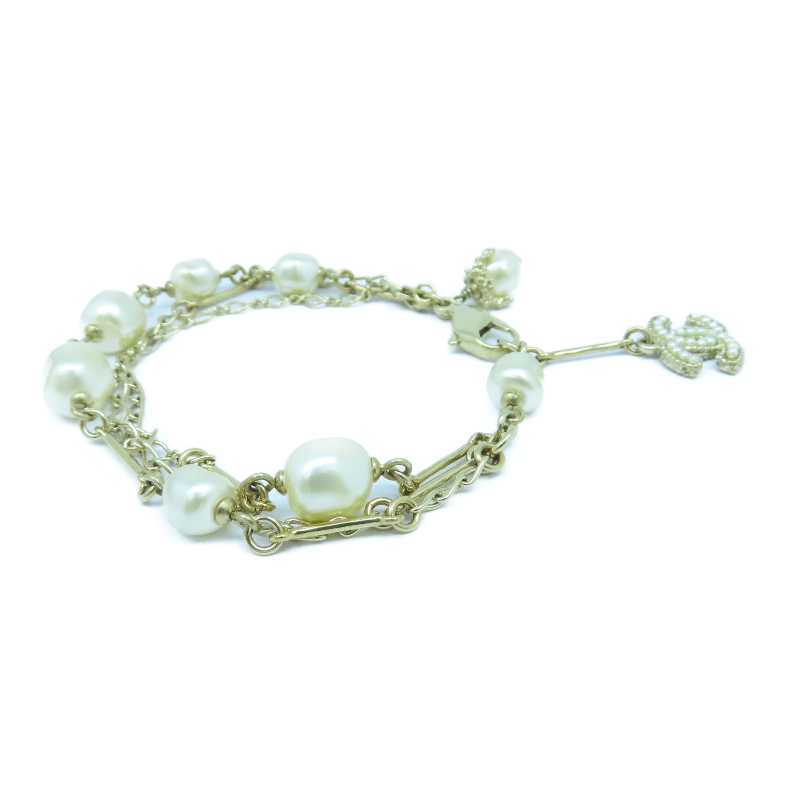 CHANEL 【激減優惠】金屬/PVC Bracelet手鏈金色/白色
