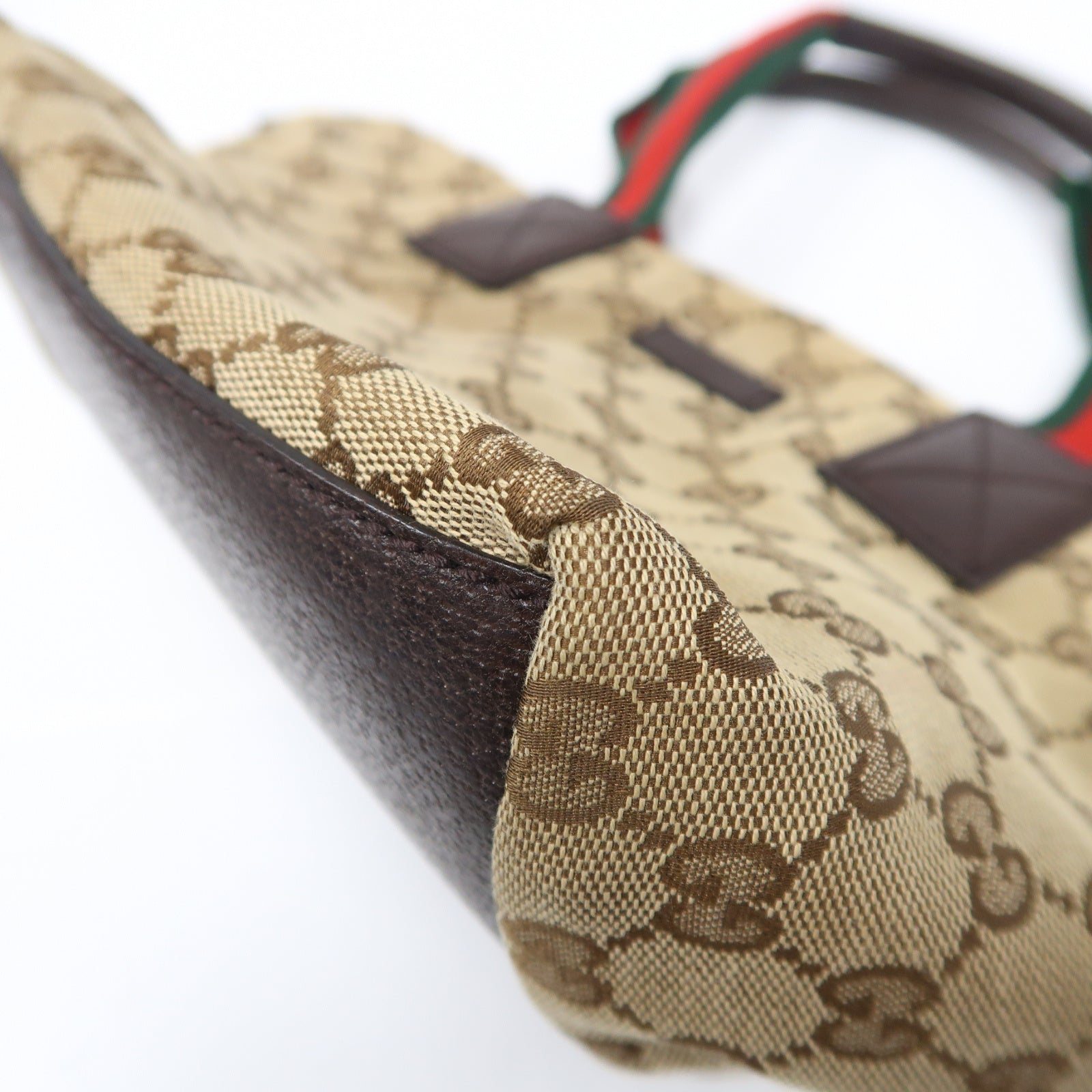 GUCCI 帆布Hand Bag銀扣手挽袋啡色