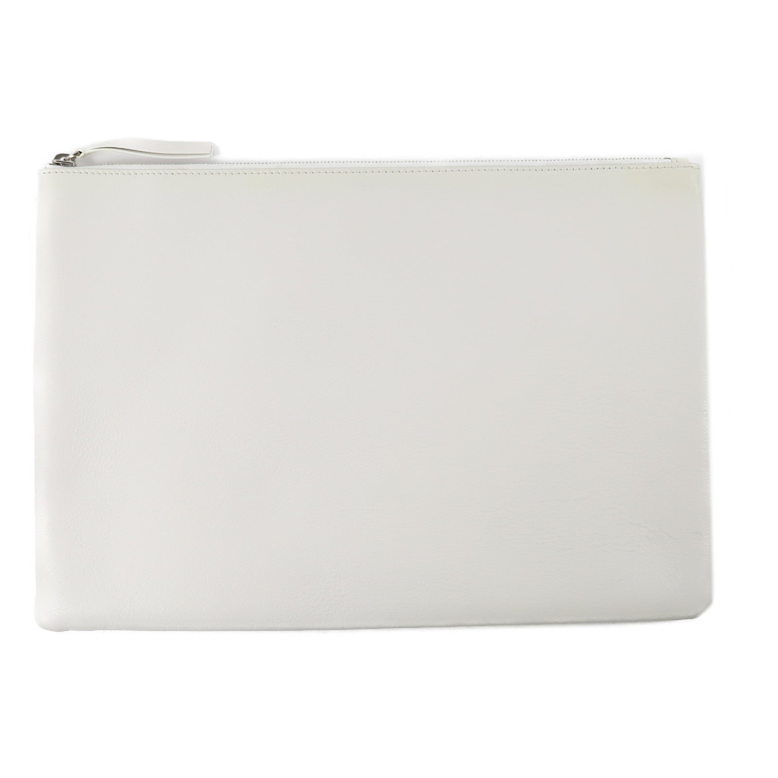 BALENCIAGA 【激減優惠】牛皮皮革Clutch Bag銀扣手拿包白色
