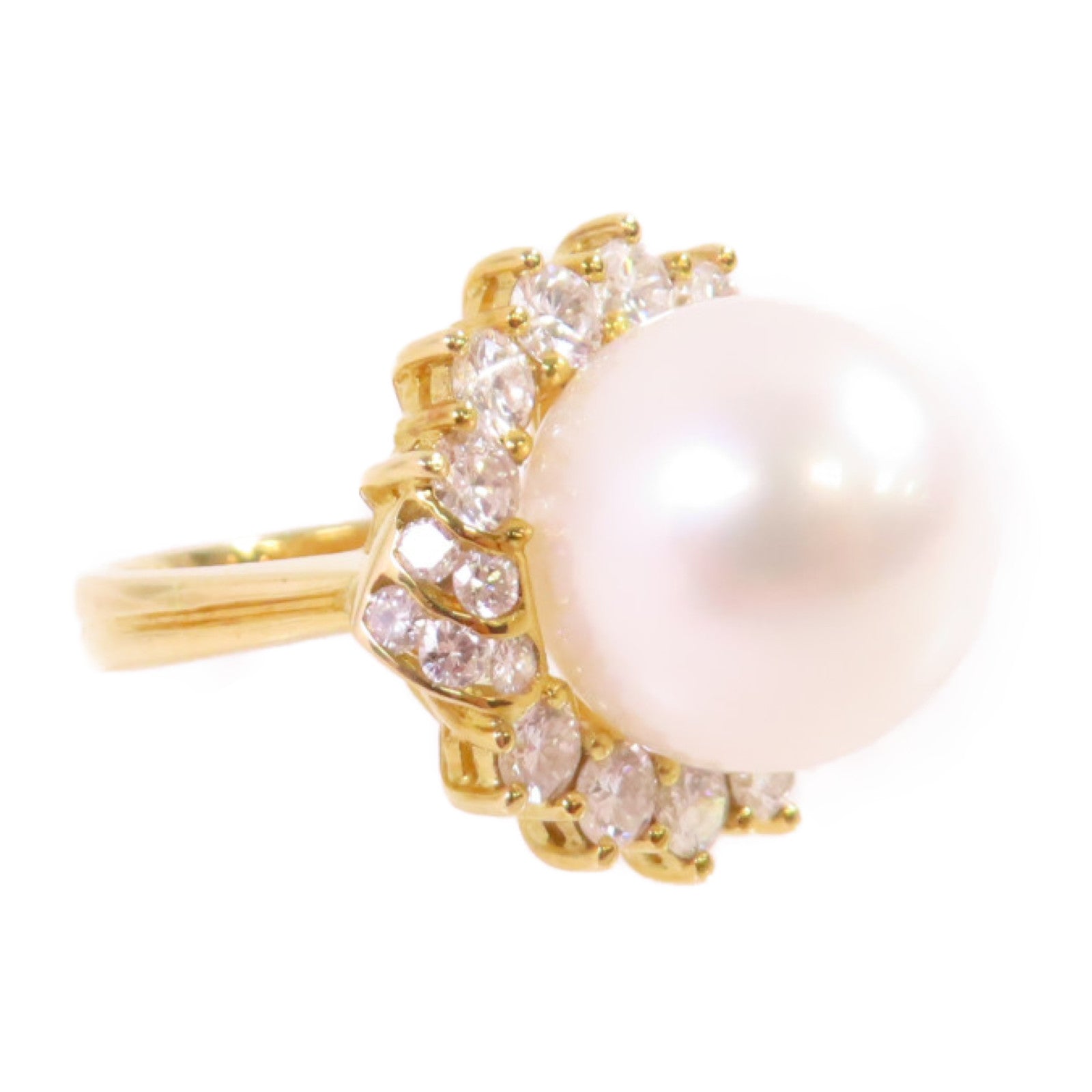 JEWELRY 18K黃金Pearl/Diamond Ring珍珠/鑽石戒指US#3.5
