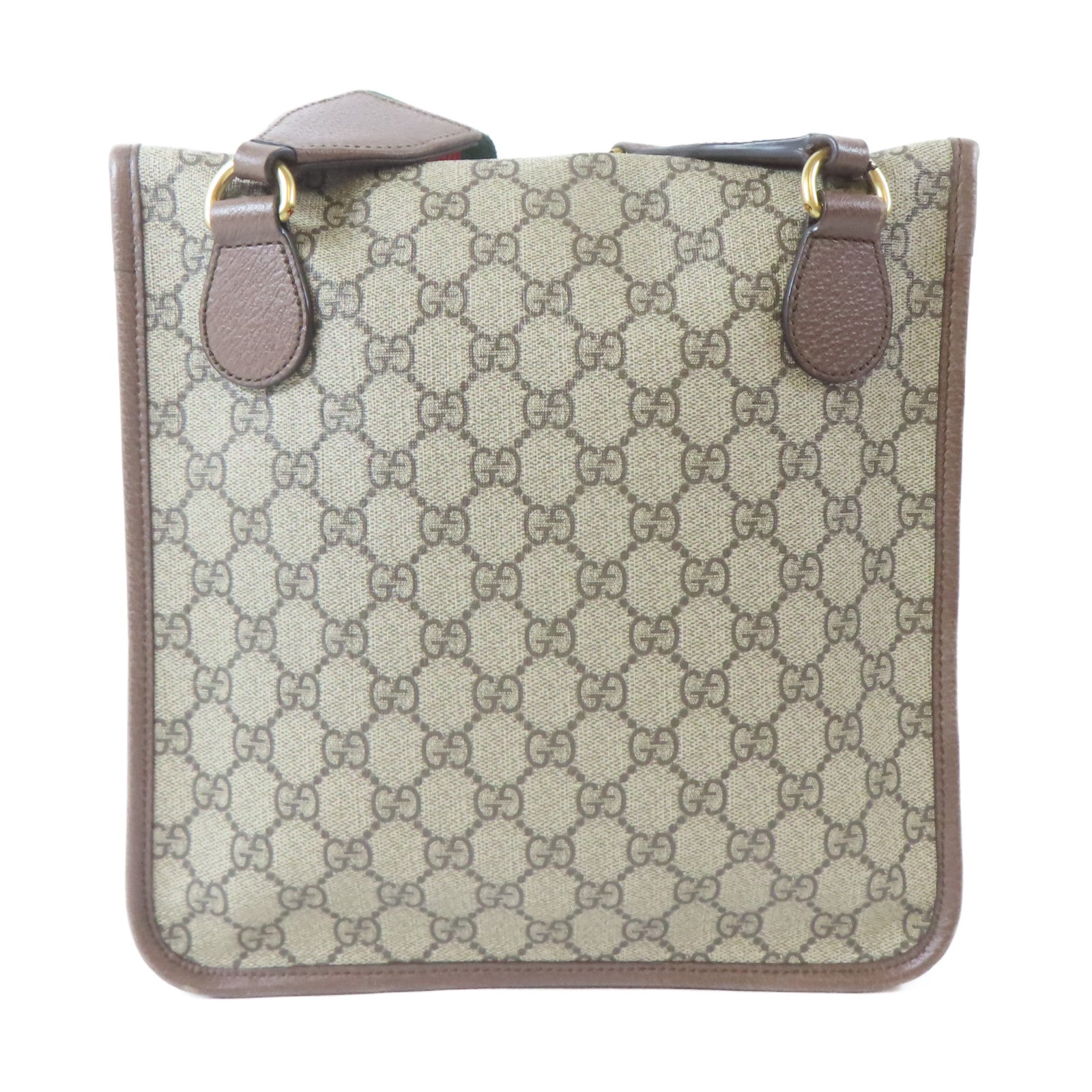 GUCCI 塗層帆布Neo Vintage金扣肩背袋啡色