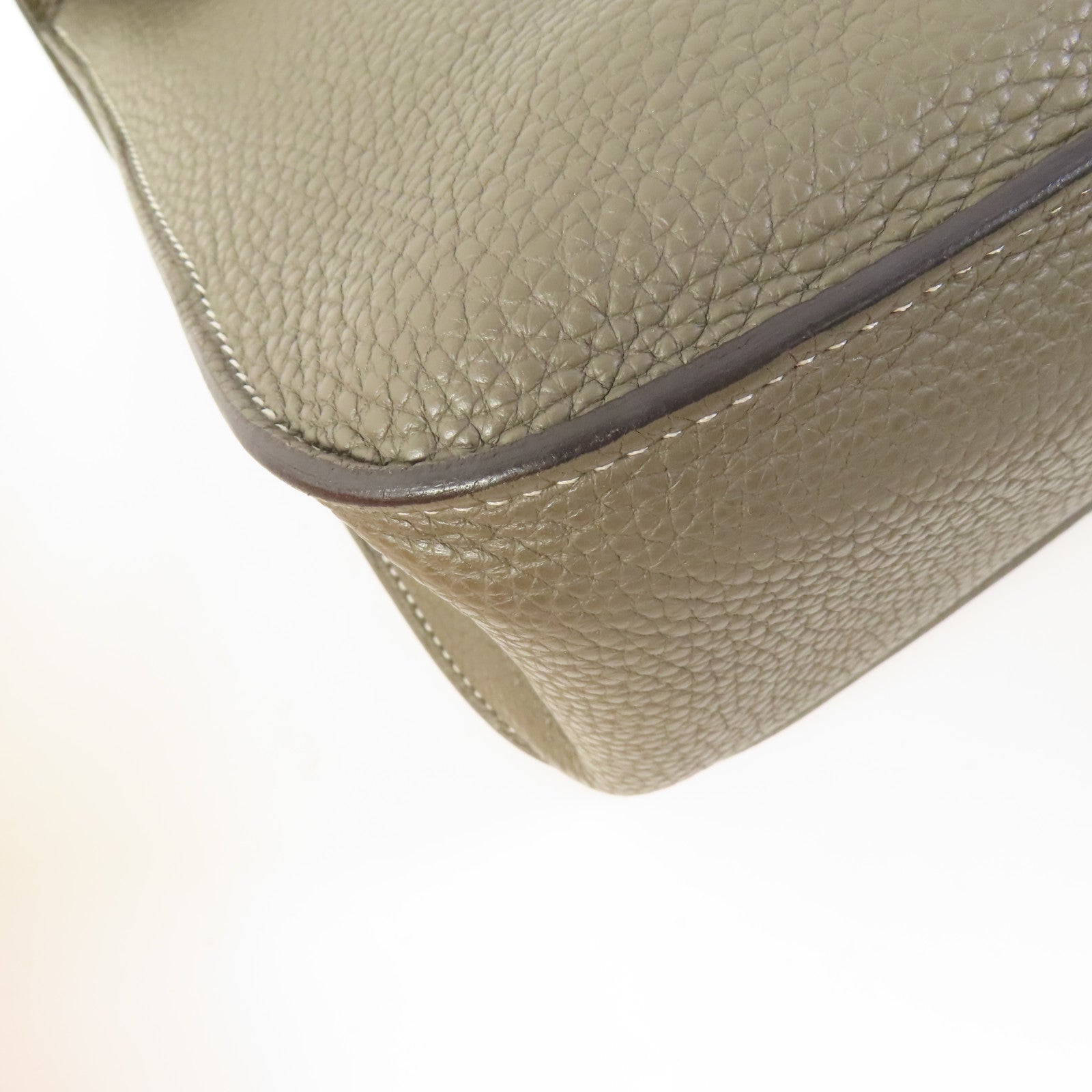 HERMES Clemence皮革Halzan 31金扣手挽肩背兩用袋Etain