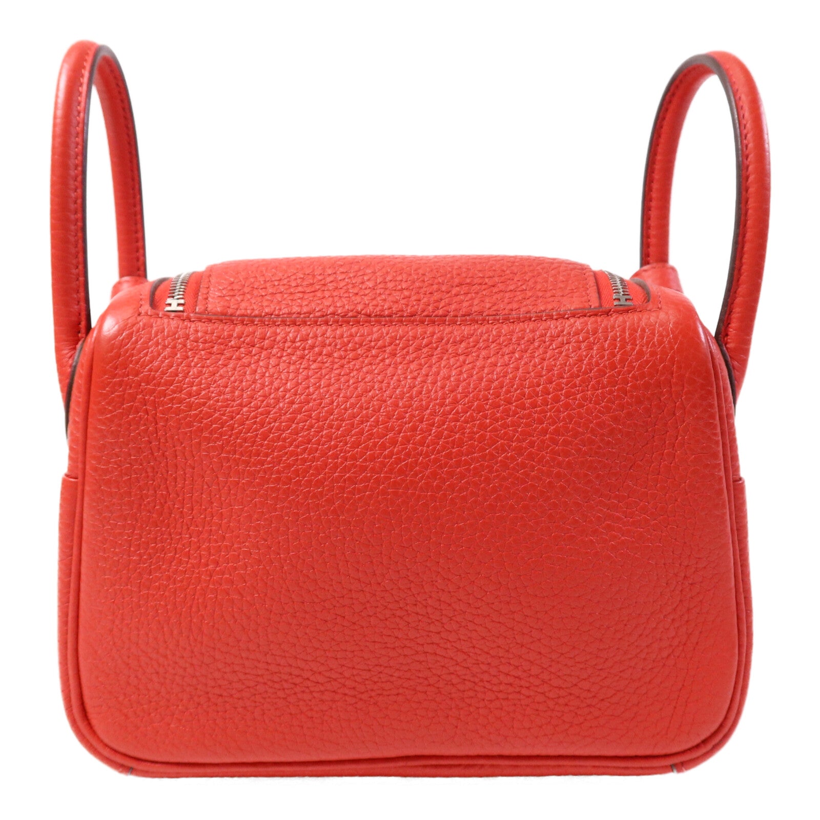 HERMES Clemence皮革Mini Lindy銀扣手挽肩背兩用袋Rouge de Coeur