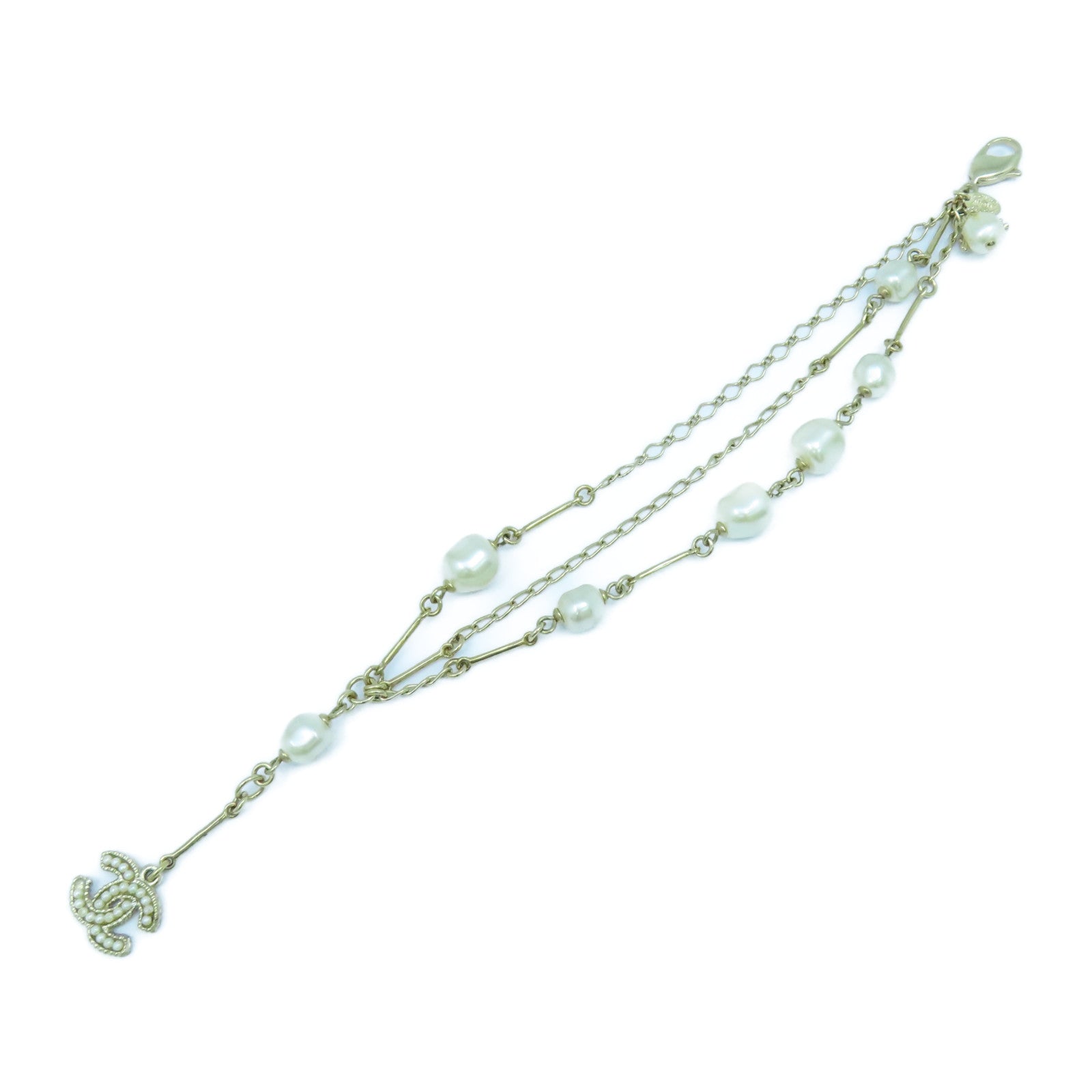 CHANEL 【激減優惠】金屬/PVC Bracelet手鏈金色/白色