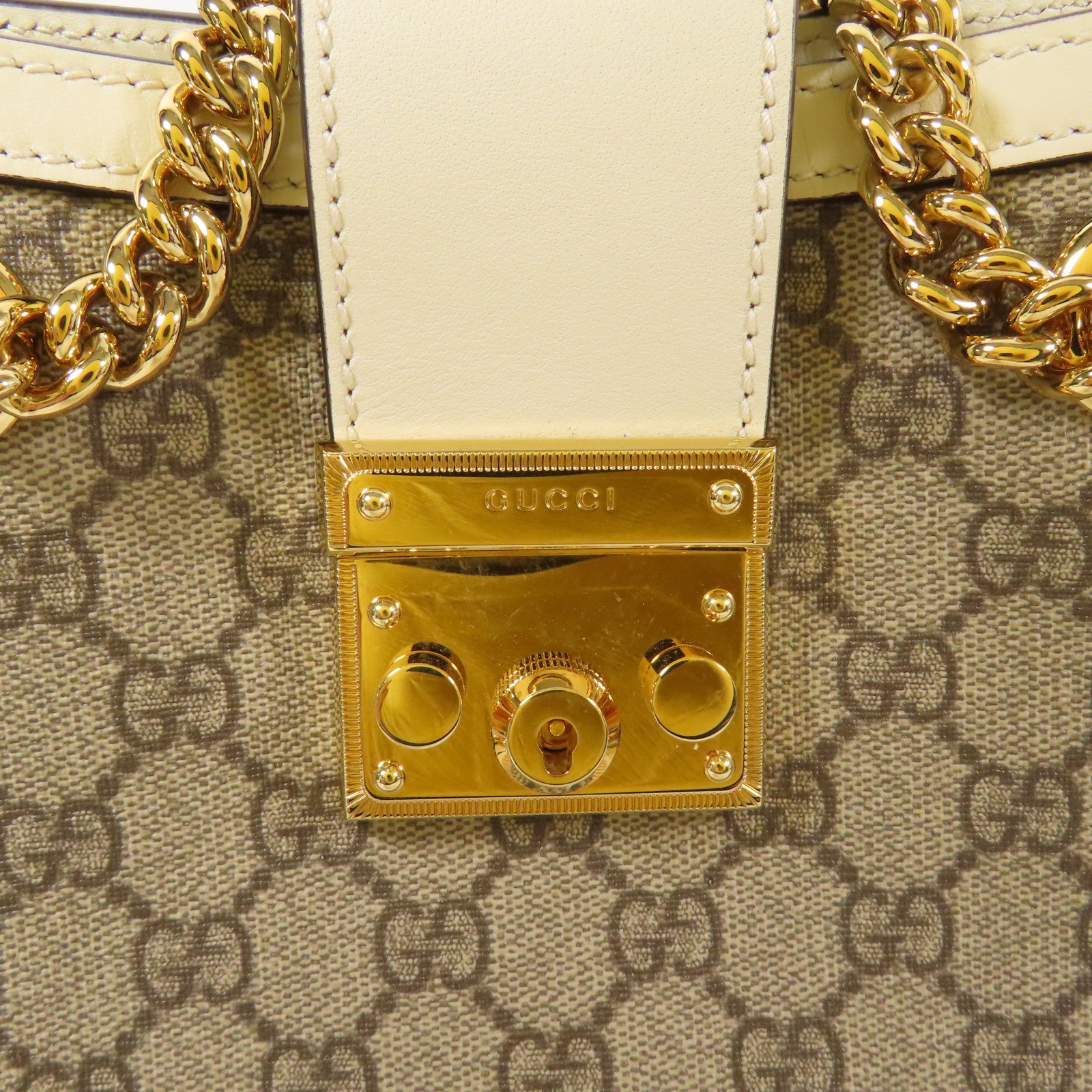 GUCCI 塗層帆布Padlock金扣肩背袋