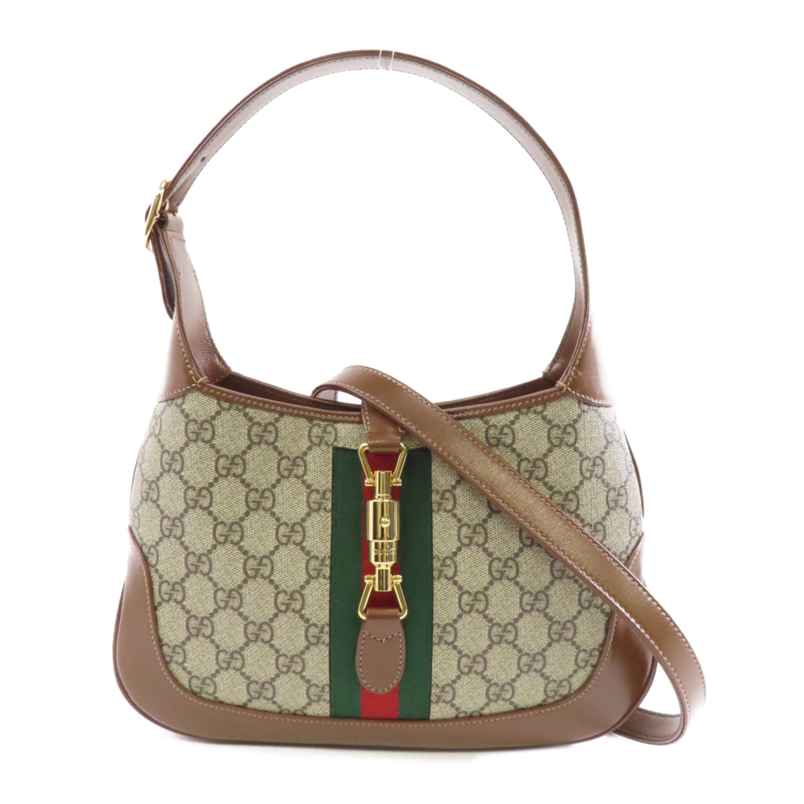 GUCCI 塗層帆布/皮革2 Way Shoulder金扣肩背兩用袋啡色