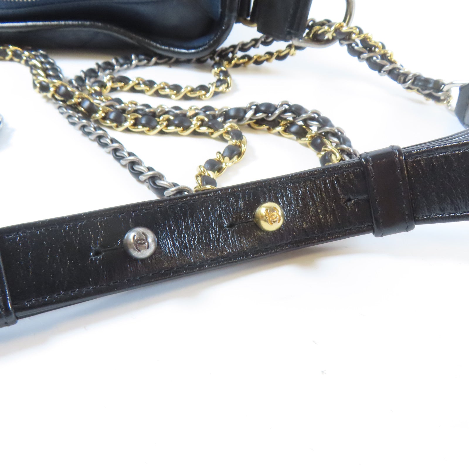 CHANEL 【激減優惠】菱格牛皮皮革Gabrielle Chain Shoulder Bag鏈帶肩背袋黑色/深藍色