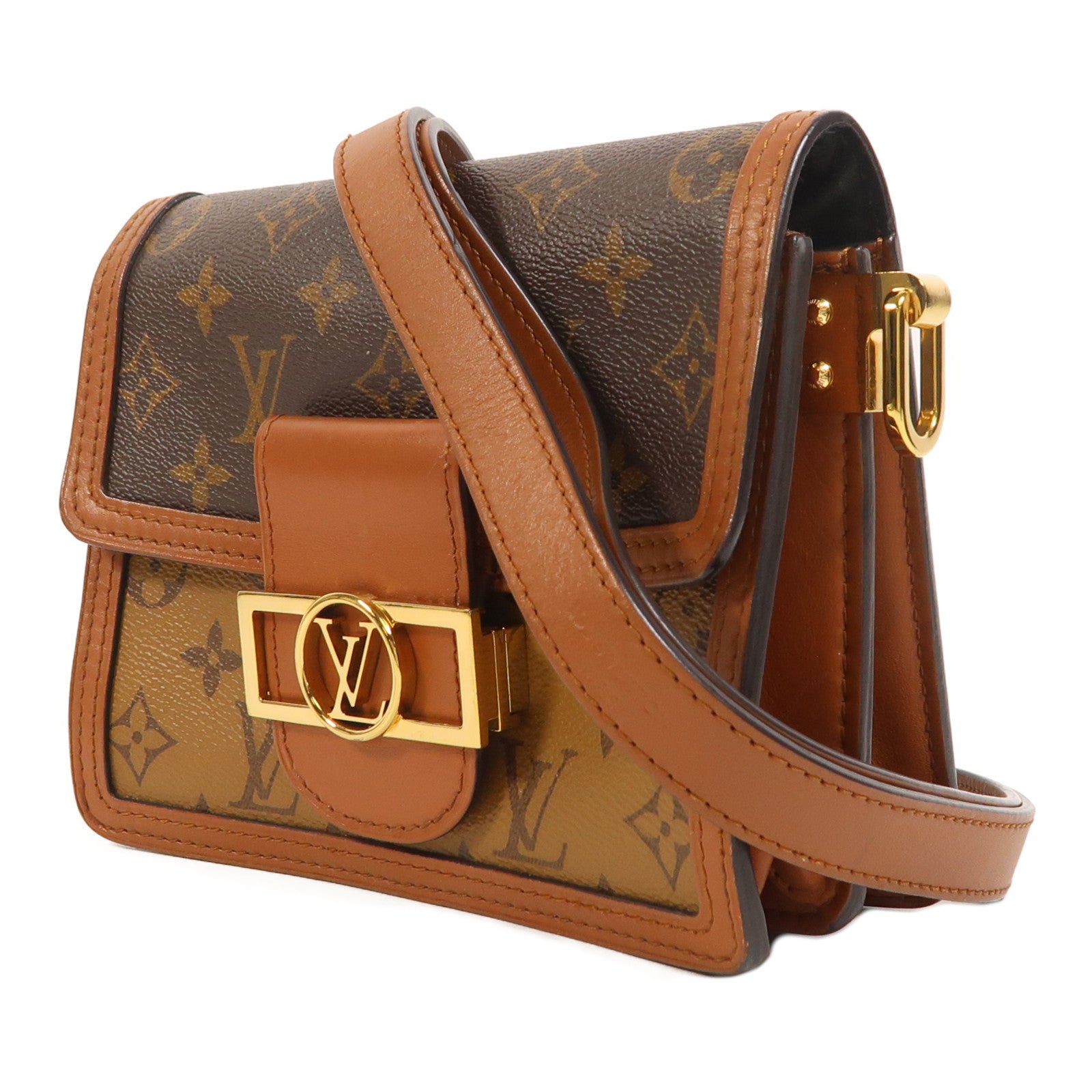 LOUIS VUITTON Monogram Reverse Mini Dauphine金扣肩背袋