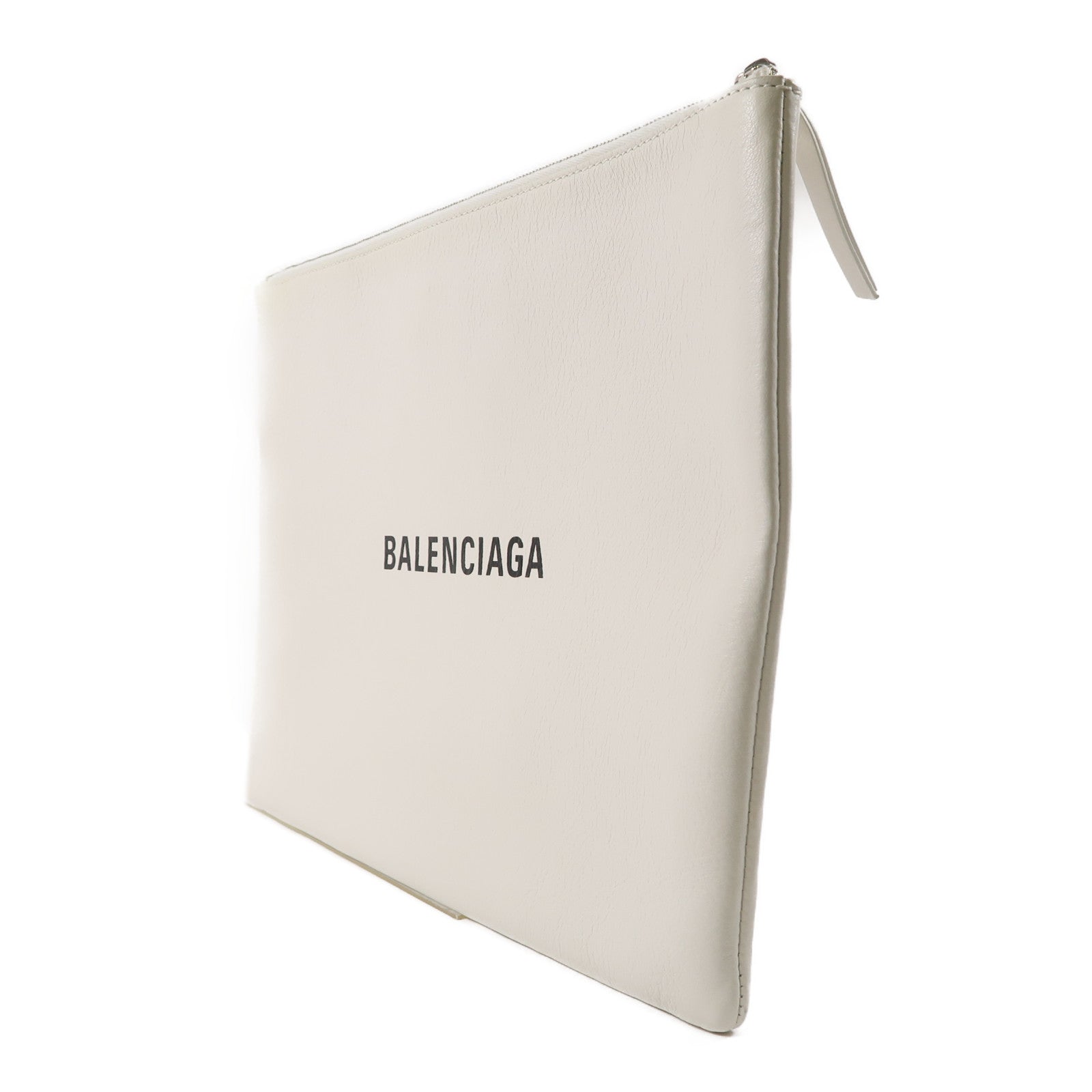 BALENCIAGA 【激減優惠】牛皮皮革Clutch Bag銀扣手拿包白色