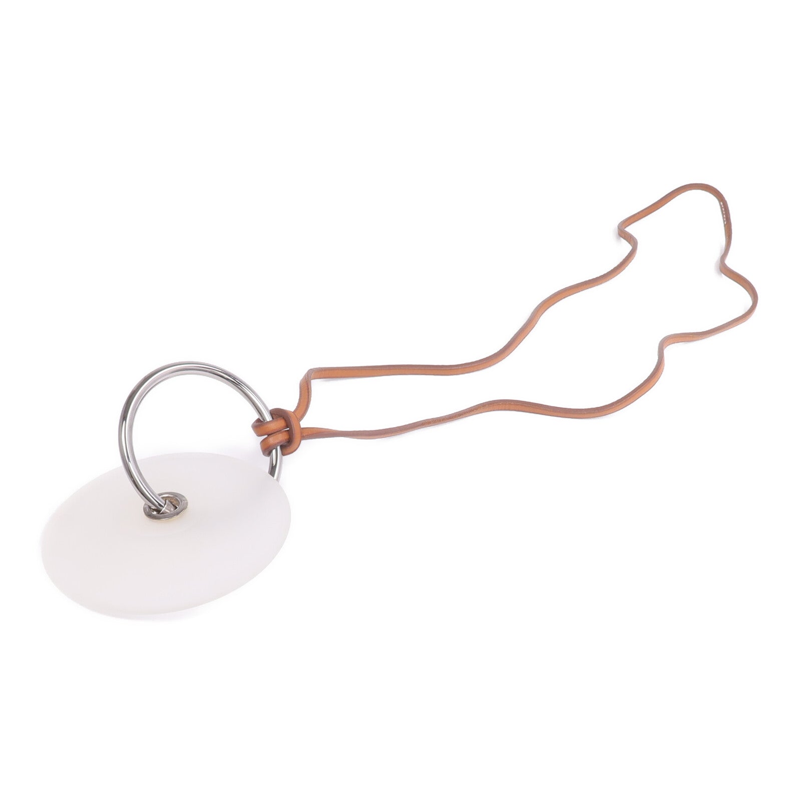 HERMES Barenia皮革Pendentif EN Cristal項鍊Fauve