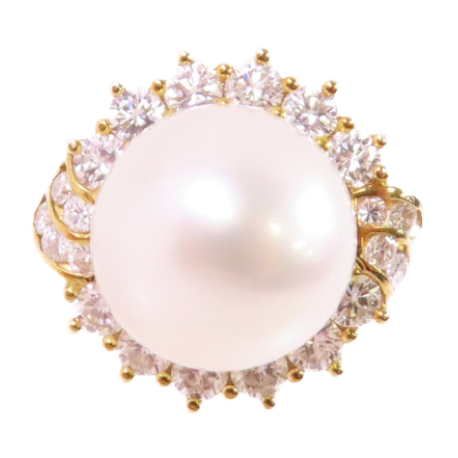 JEWELRY 18K黃金Pearl/Diamond Ring珍珠/鑽石戒指US#3.5