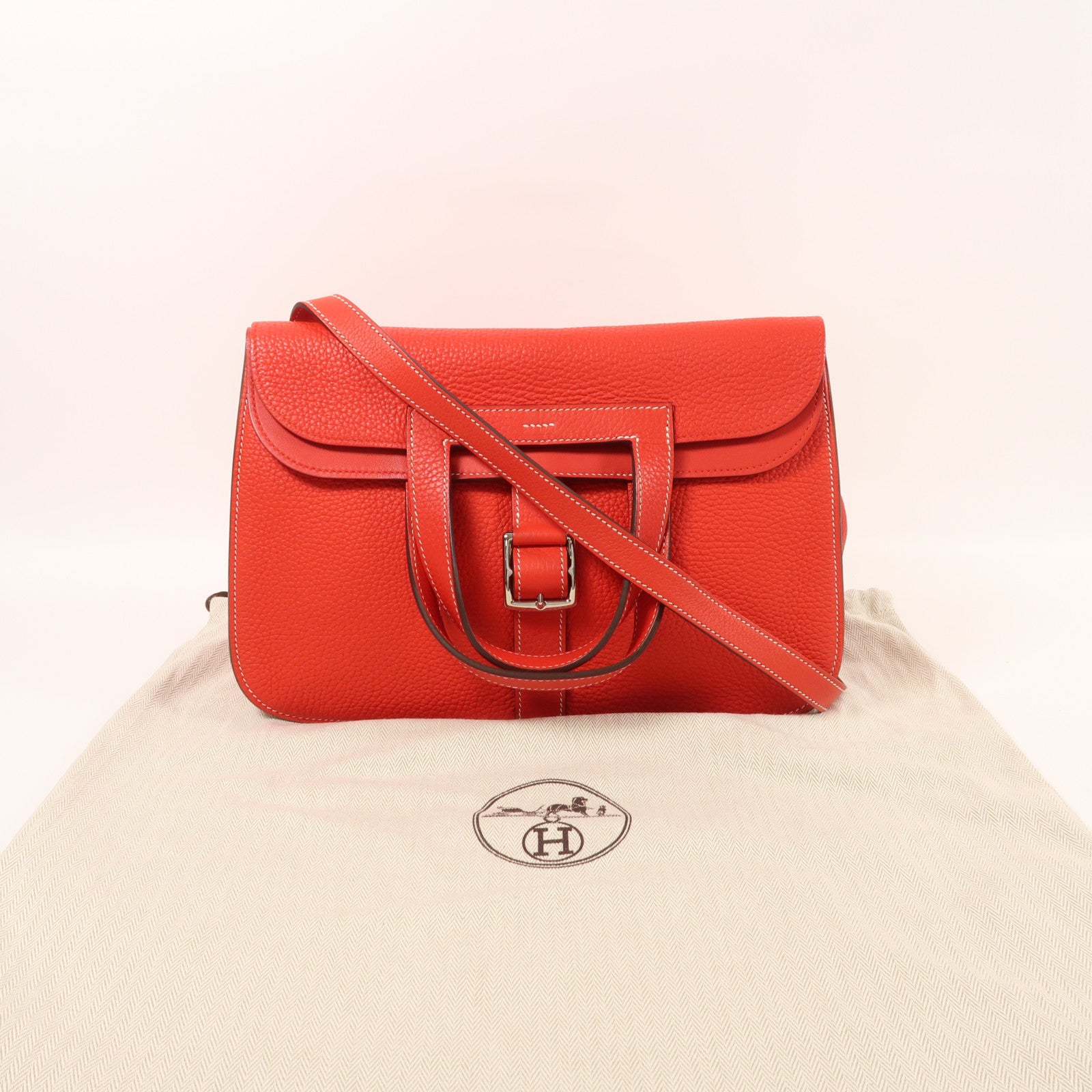 HERMES 【激減優惠】Clemence皮革Halzan 31銀扣手挽肩背兩用袋