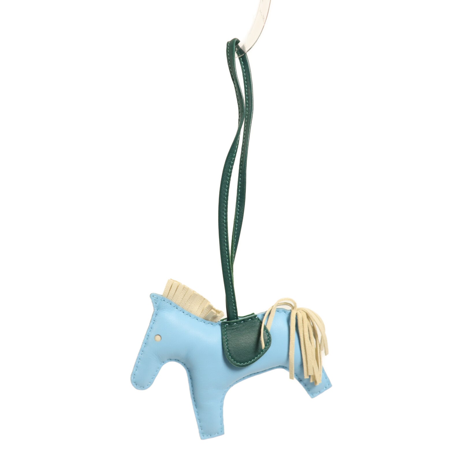 HERMES Milo皮革Rodeo MM掛飾Bleu Atoll