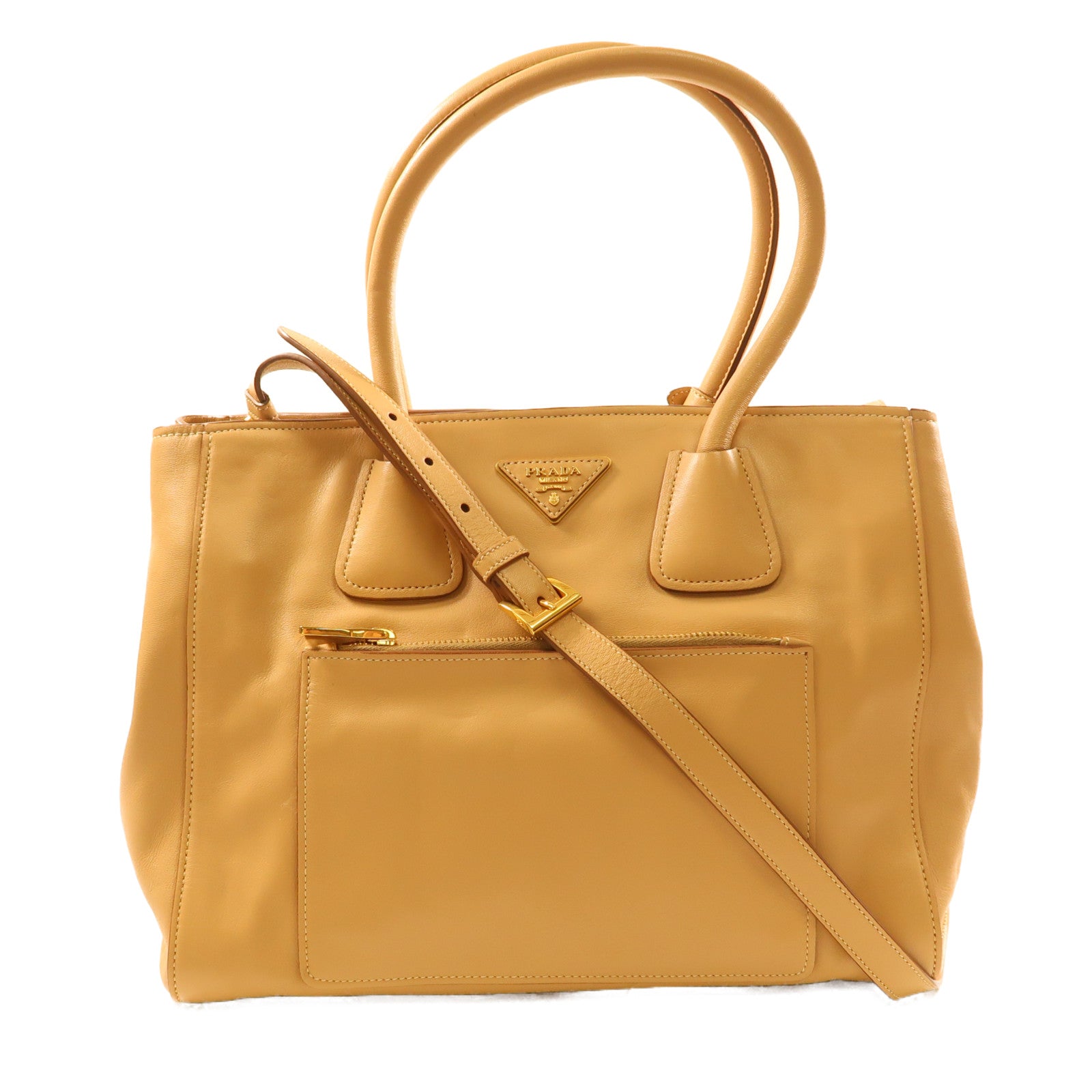 PRADA 牛皮皮革2 Way Shoulder金扣手挽肩背兩用袋
