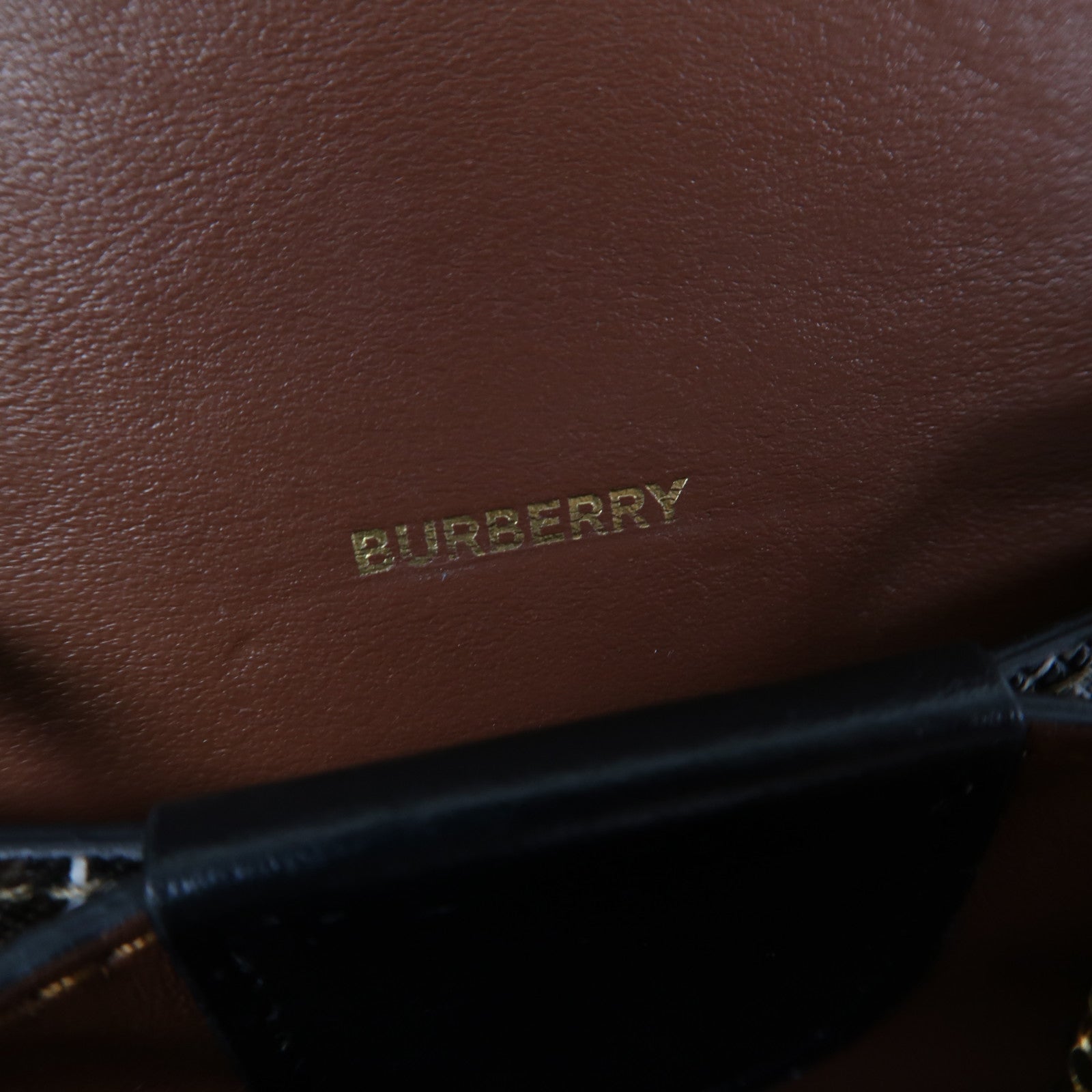 BURBERRY 塗層帆布Chain Card Case金扣鏈帶卡包啡色