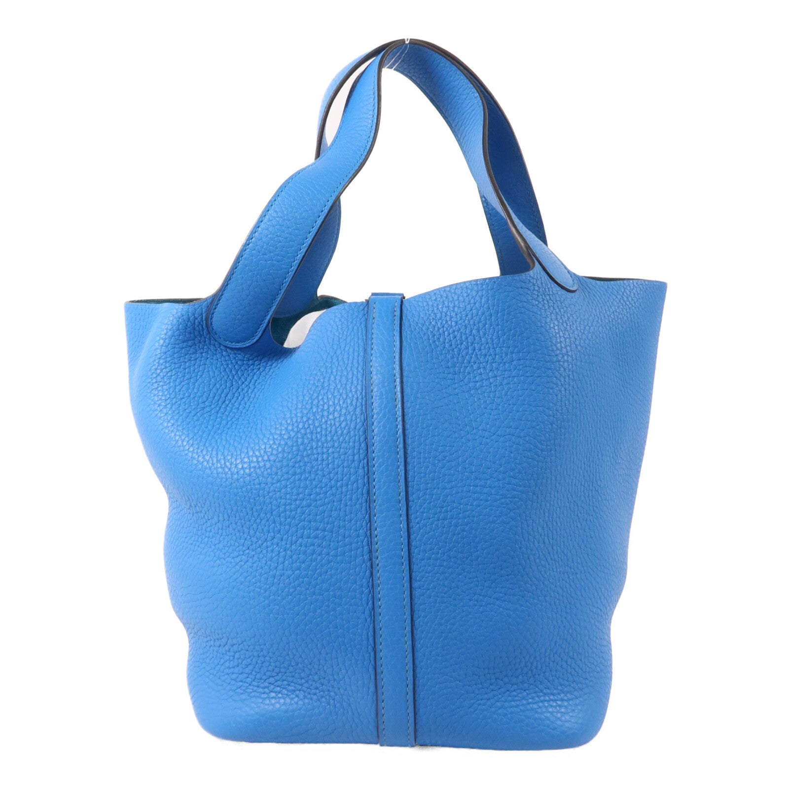 HERMES Clemence皮革Picotin MM扣手挽袋Bleu Zanzibar