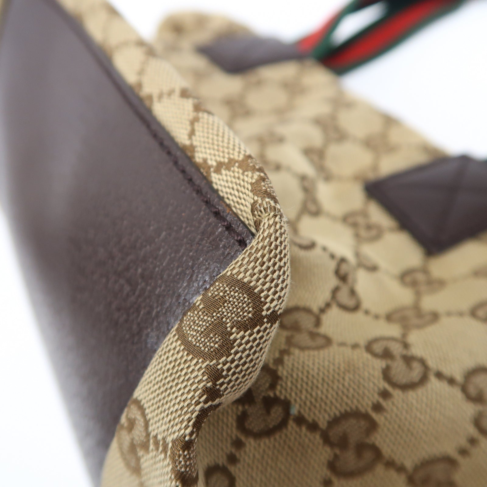 GUCCI 帆布Hand Bag銀扣手挽袋啡色