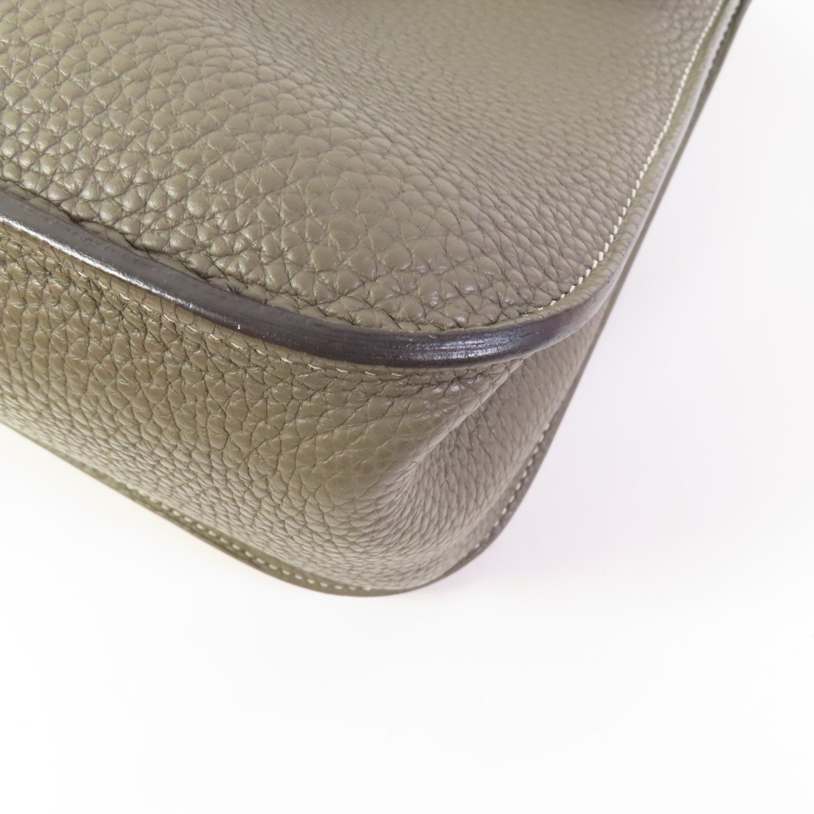 HERMES Clemence皮革Halzan 31金扣手挽肩背兩用袋Etain