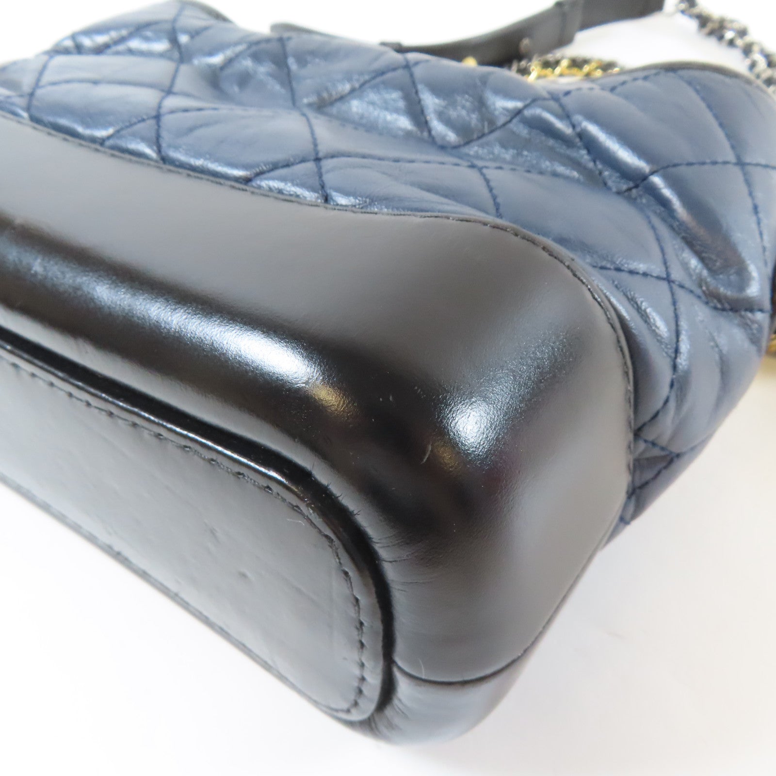 CHANEL 【激減優惠】菱格牛皮皮革Gabrielle Chain Shoulder Bag鏈帶肩背袋黑色/深藍色
