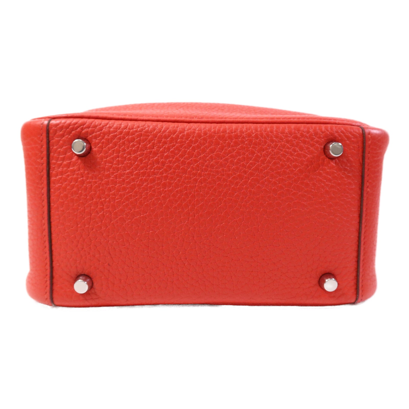 HERMES Clemence皮革Mini Lindy銀扣手挽肩背兩用袋Rouge de Coeur