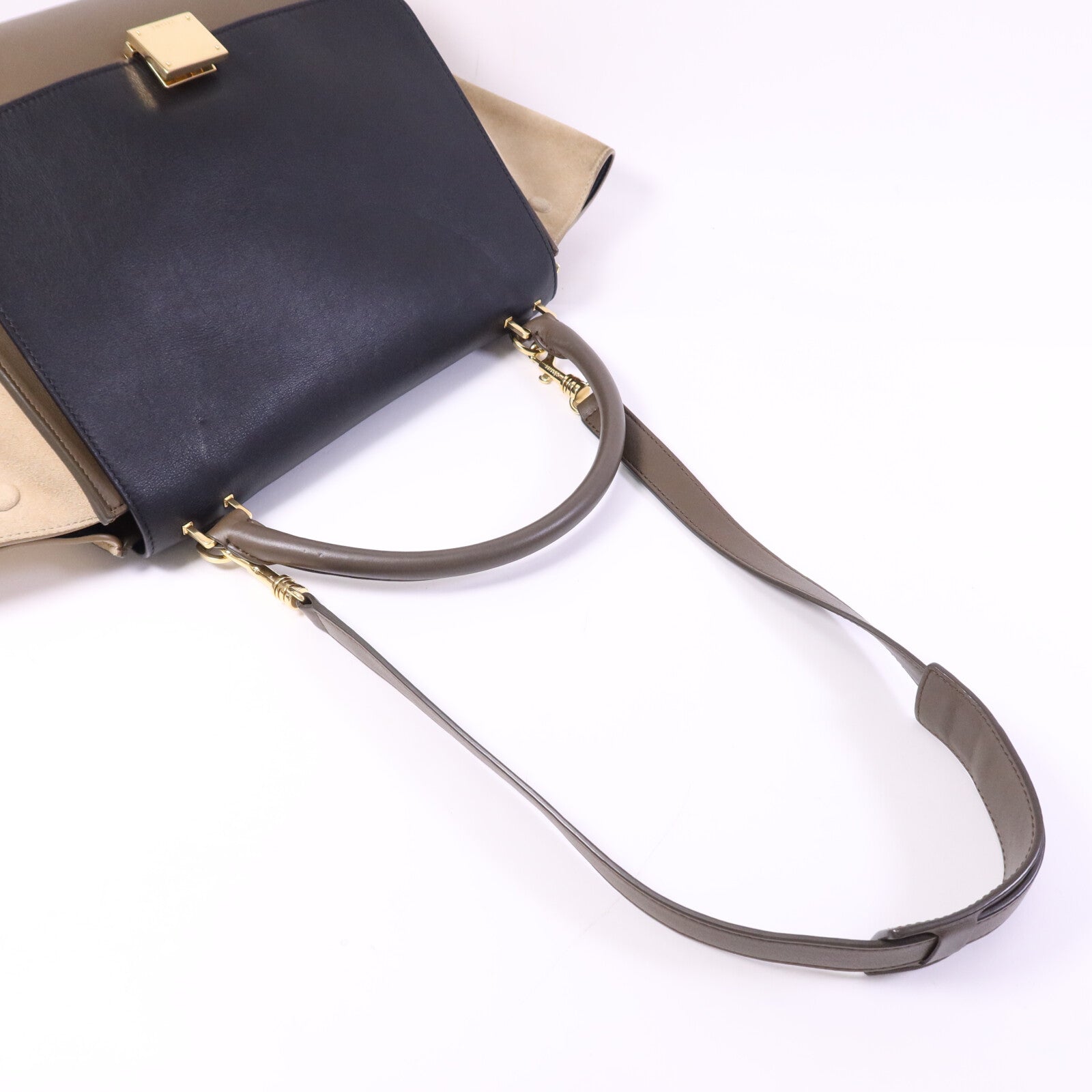 CELINE 【激減優惠】牛皮/麂皮皮革Trapeze金扣手挽肩背兩用袋