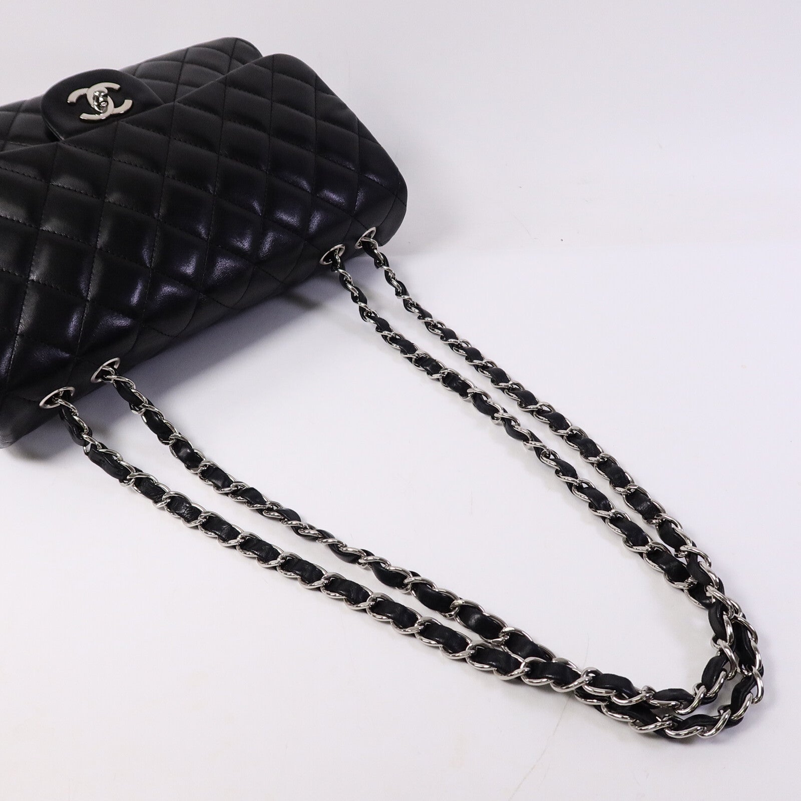 CHANEL 羊皮皮革Large Classic鏈帶肩背袋