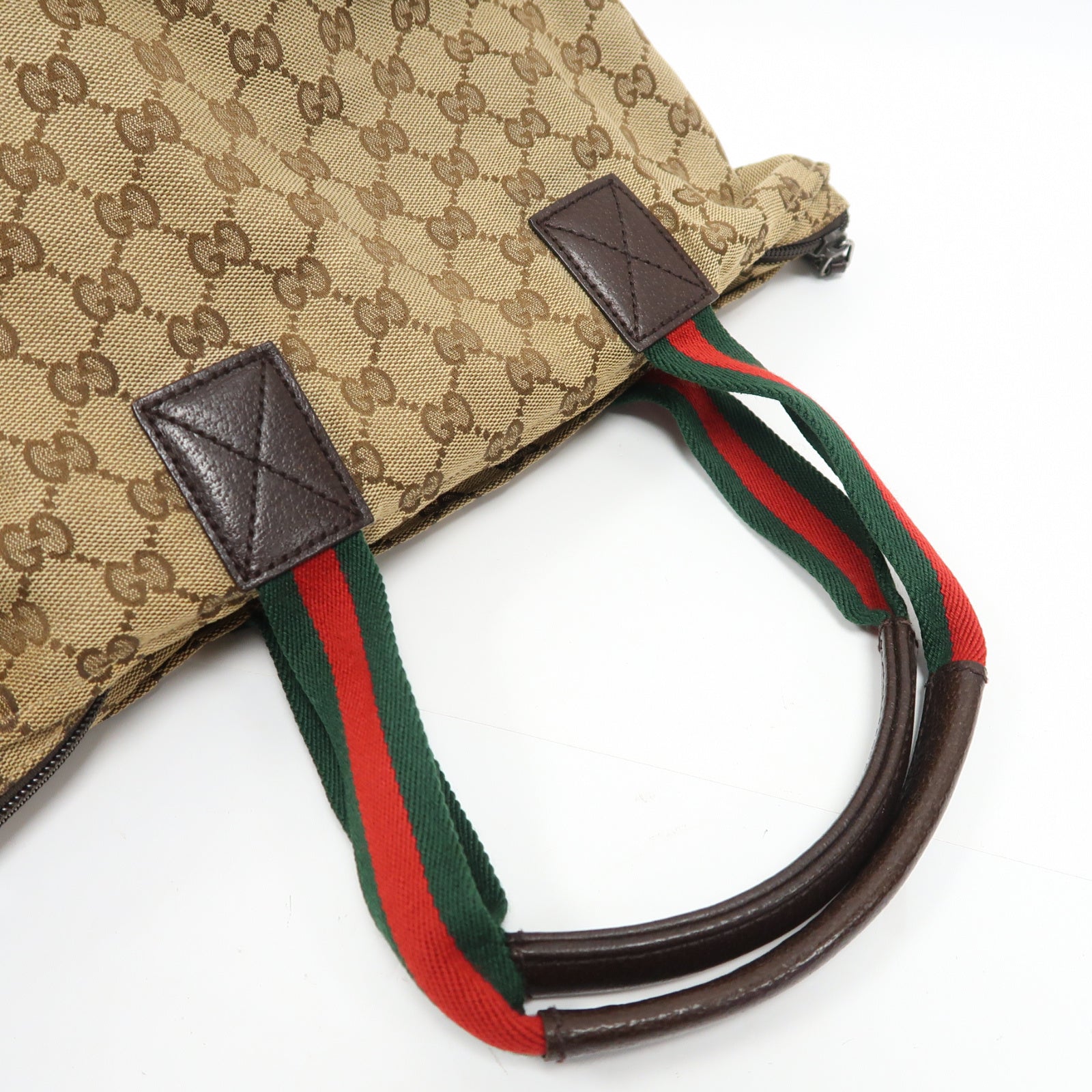 GUCCI 帆布Hand Bag銀扣手挽袋啡色