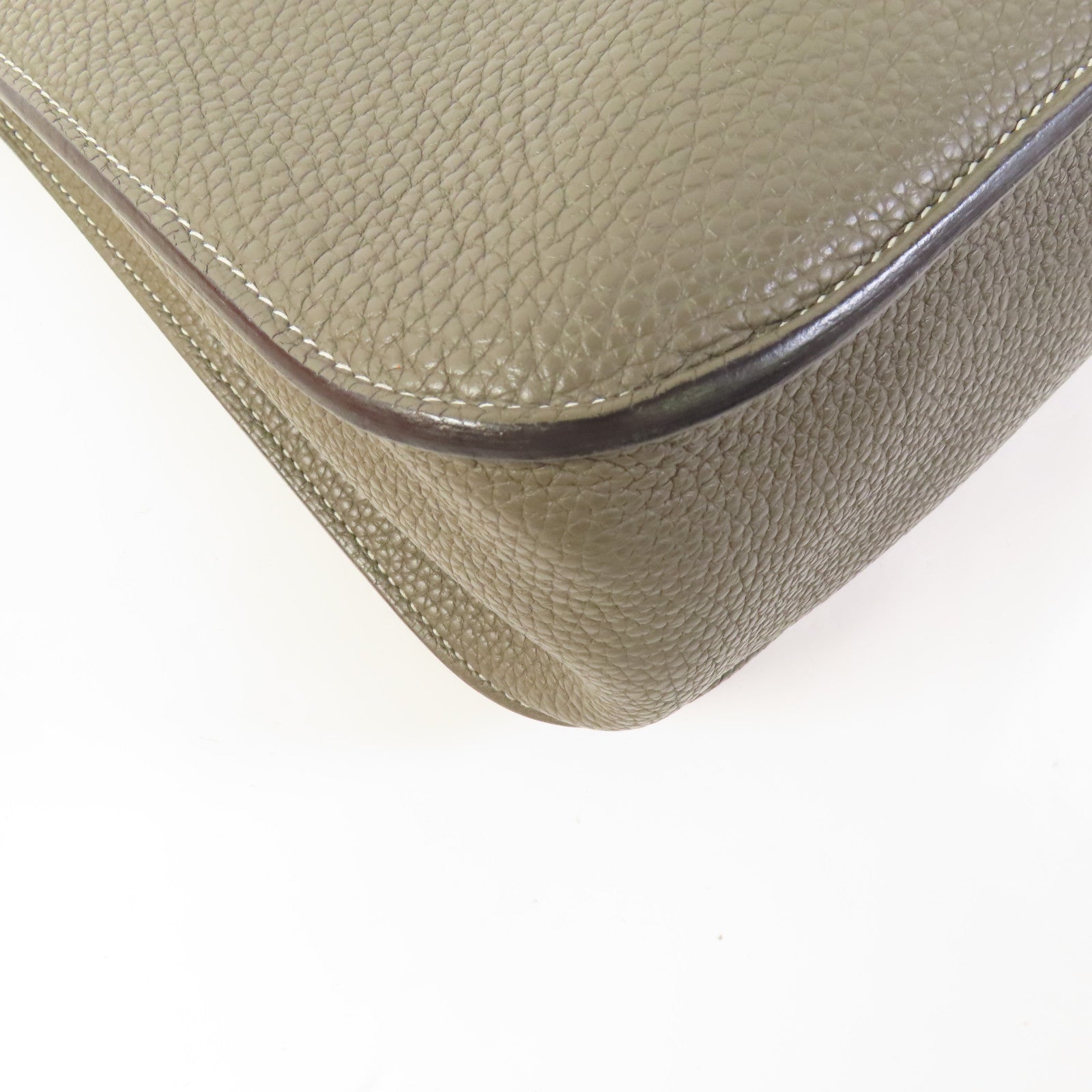 HERMES Clemence皮革Halzan 31金扣手挽肩背兩用袋Etain