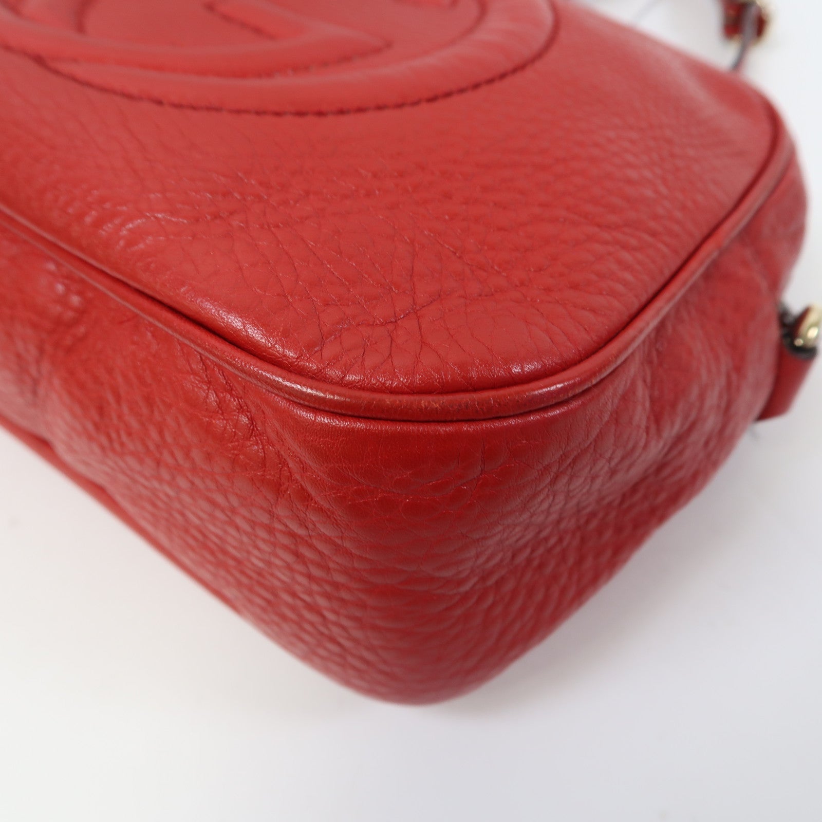 GUCCI 牛皮皮革Soho Disco Shoulder Bag金扣肩背袋紅色