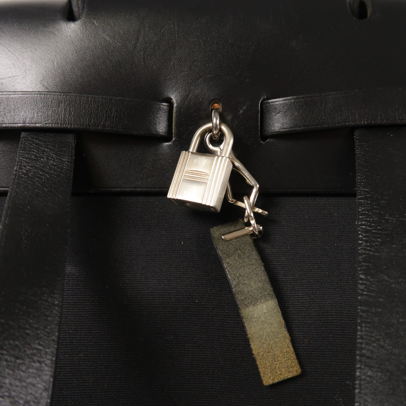 HERMES 帆布Herbag Backpack銀扣背包