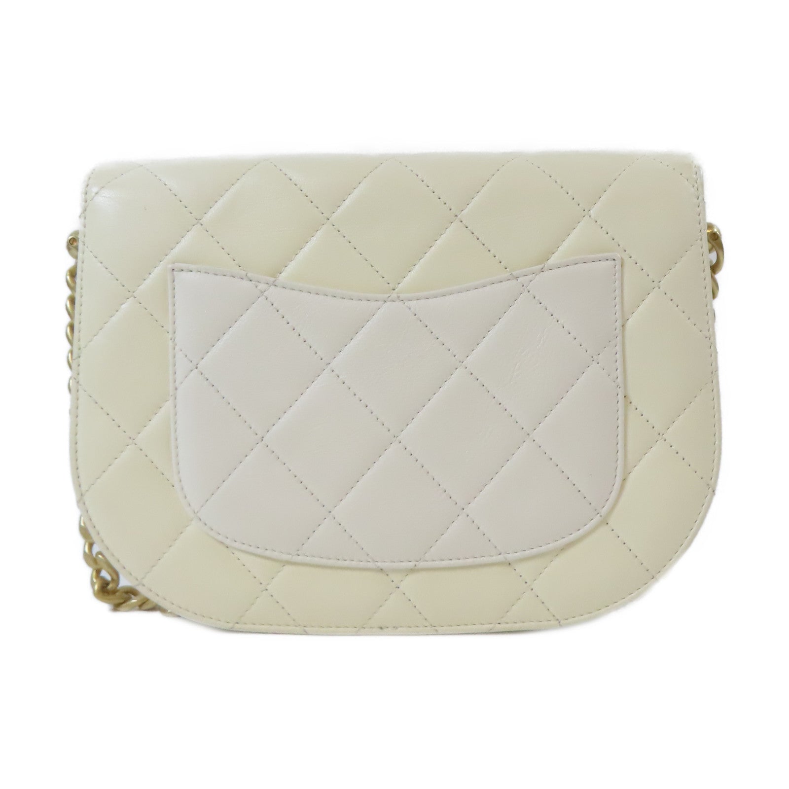 CHANEL 【激減優惠】菱格牛皮皮革Shoulder Bag金扣鏈帶肩背袋白色