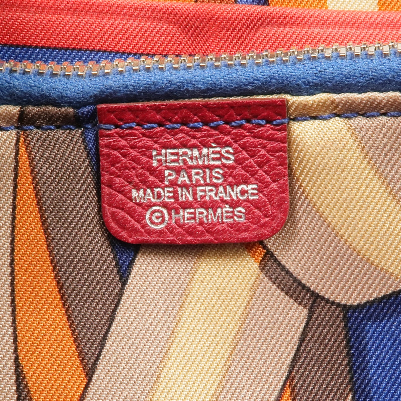 HERMES Epsom皮革/絲質Silk In Long Wallet銀扣長錢包Rubis