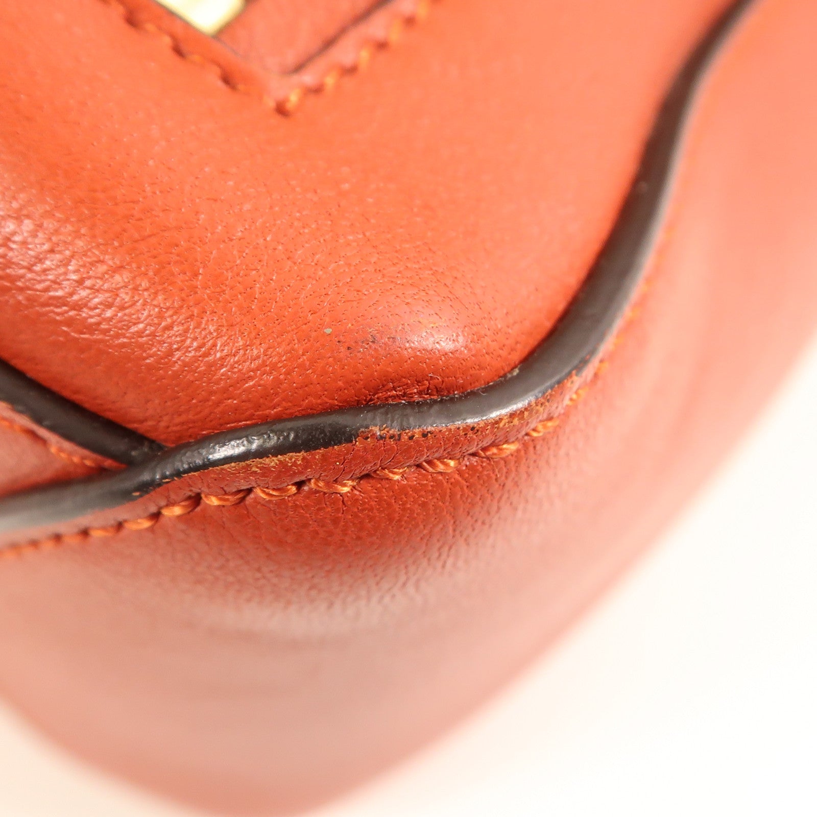 Chloe GHW 2 Way Shoulder Bag Handbag Calfskin Leather Red