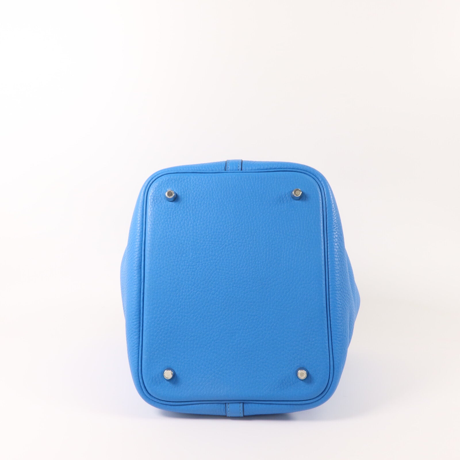 HERMES Clemence皮革Picotin MM扣手挽袋Bleu Zanzibar