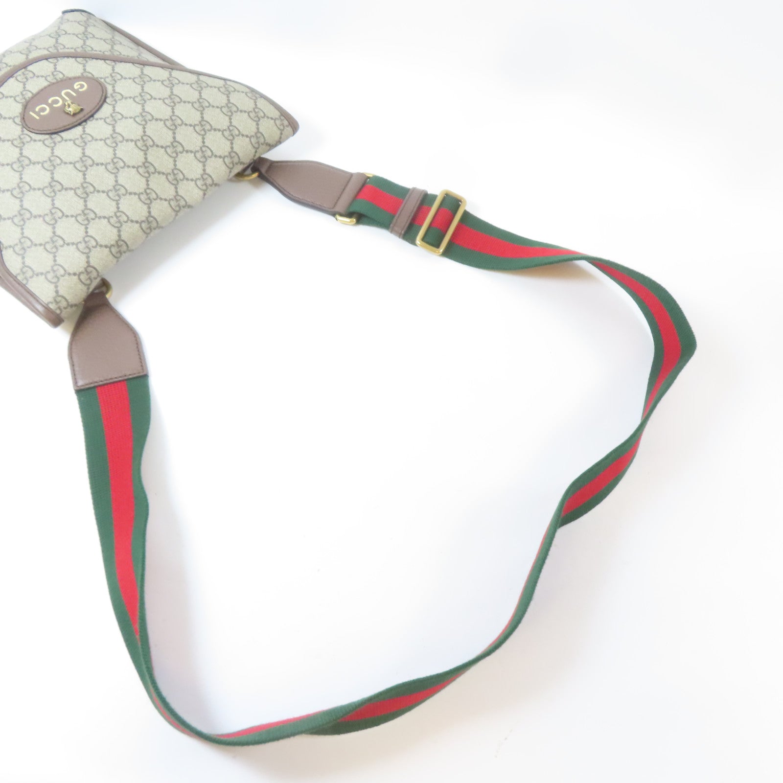 GUCCI 塗層帆布Neo Vintage金扣肩背袋啡色