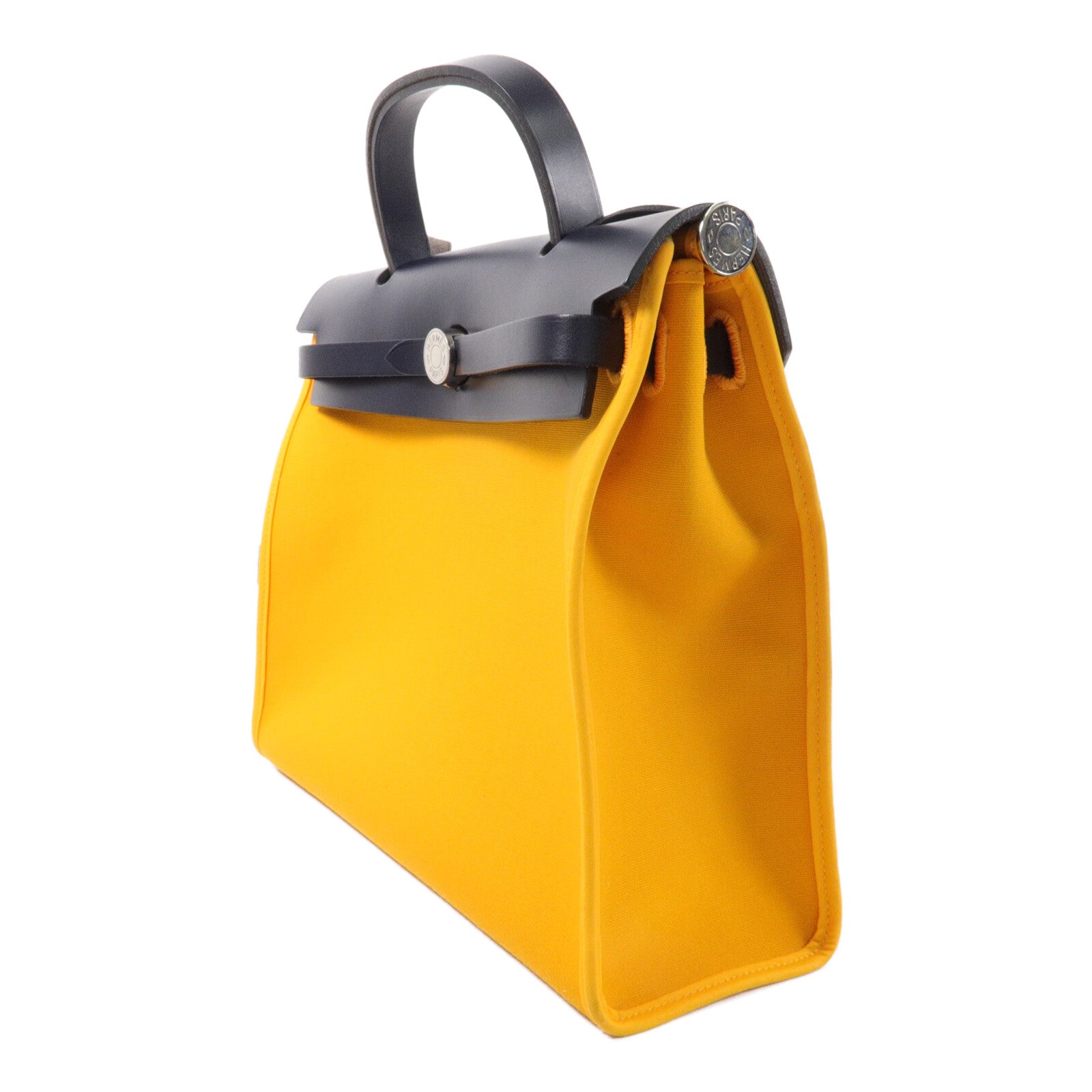 HERMES 帆布Herbag PM手挽肩背兩用袋Jaune D'Or