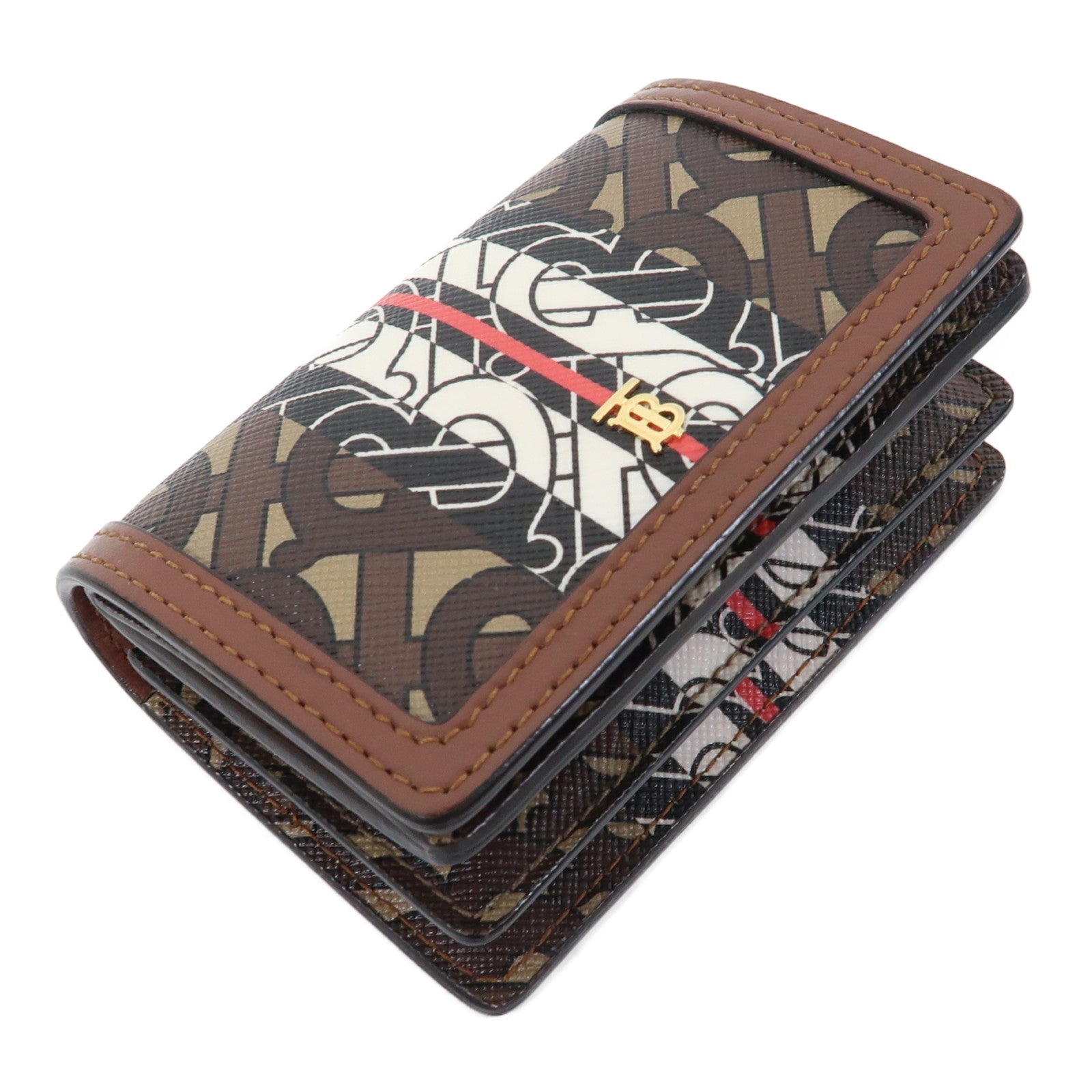 BURBERRY 塗層帆布Chain Card Case金扣鏈帶卡包啡色