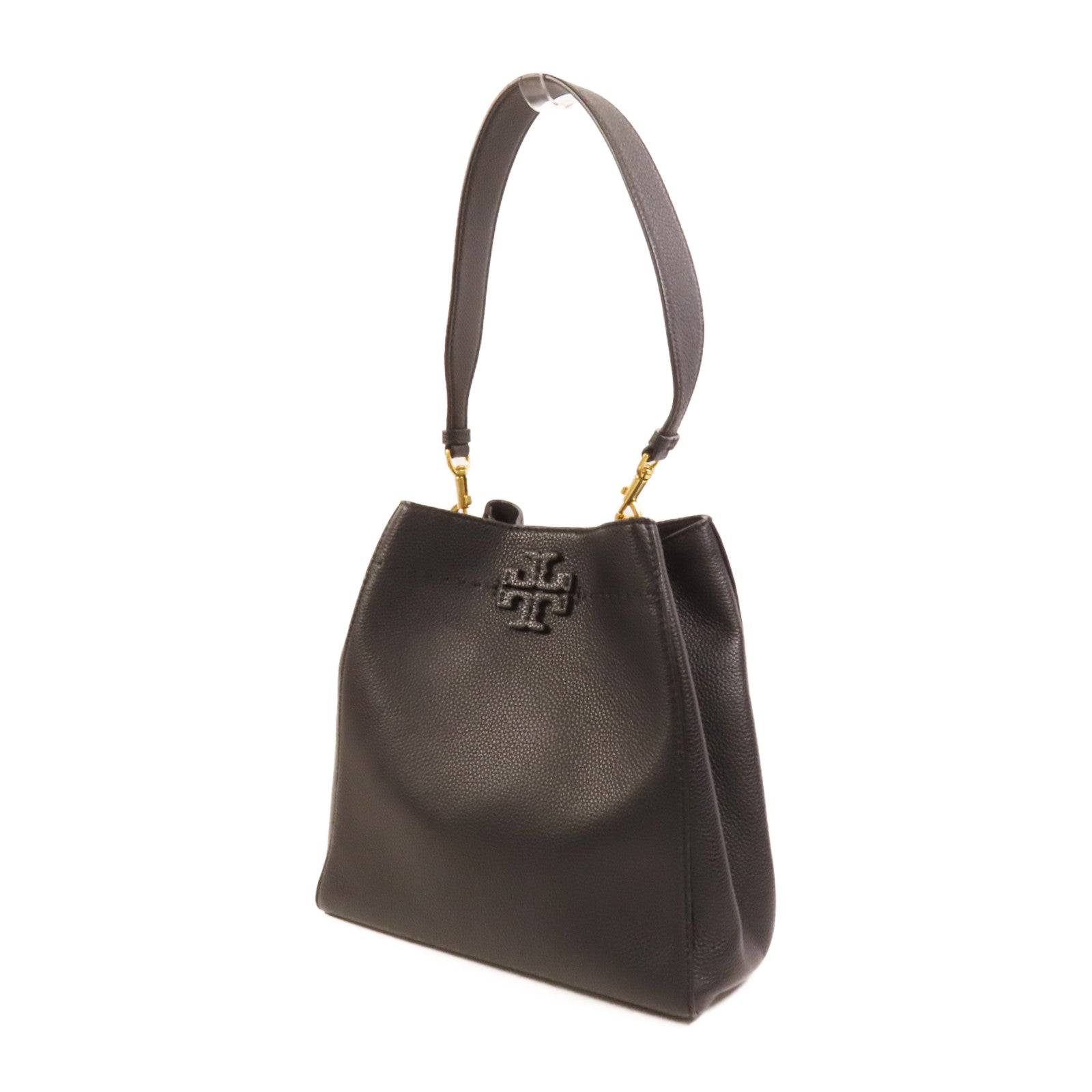 Tory Burch 牛皮皮革Bucket Bag金扣肩背袋