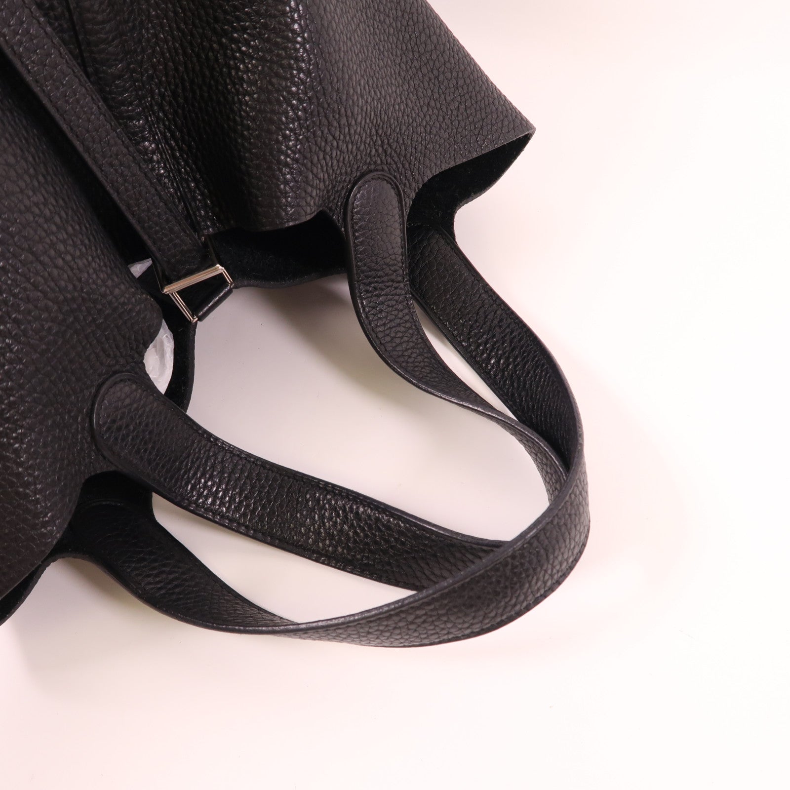 HERMES Clemence皮革Picotin MM銀扣手挽袋Noir