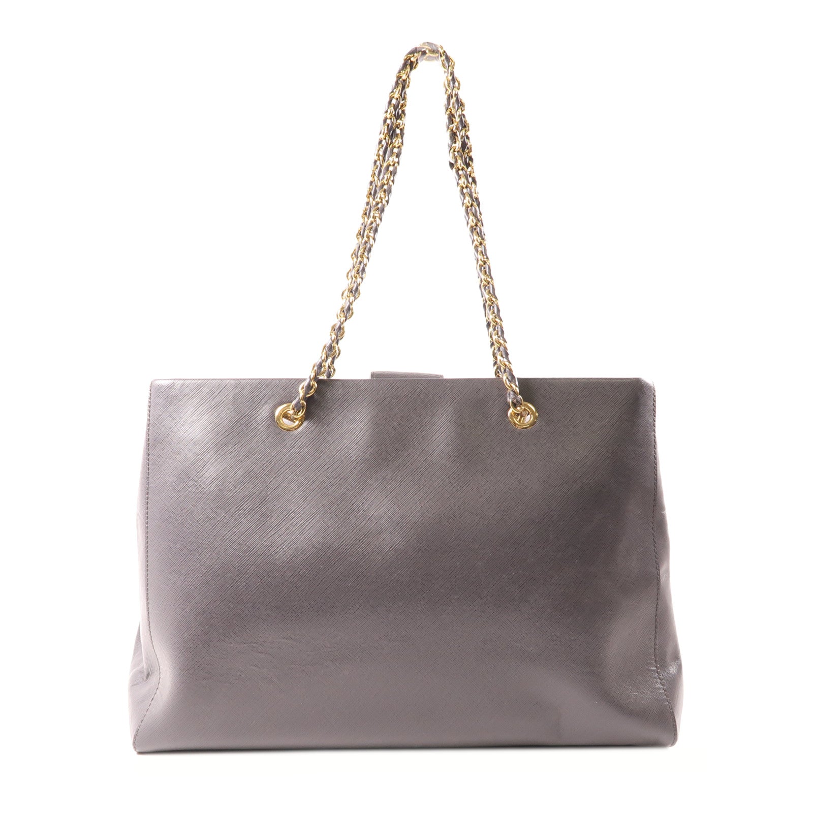 Salvatore Ferragamo 牛皮皮革Shoulder Bag金扣鏈帶肩背袋灰色