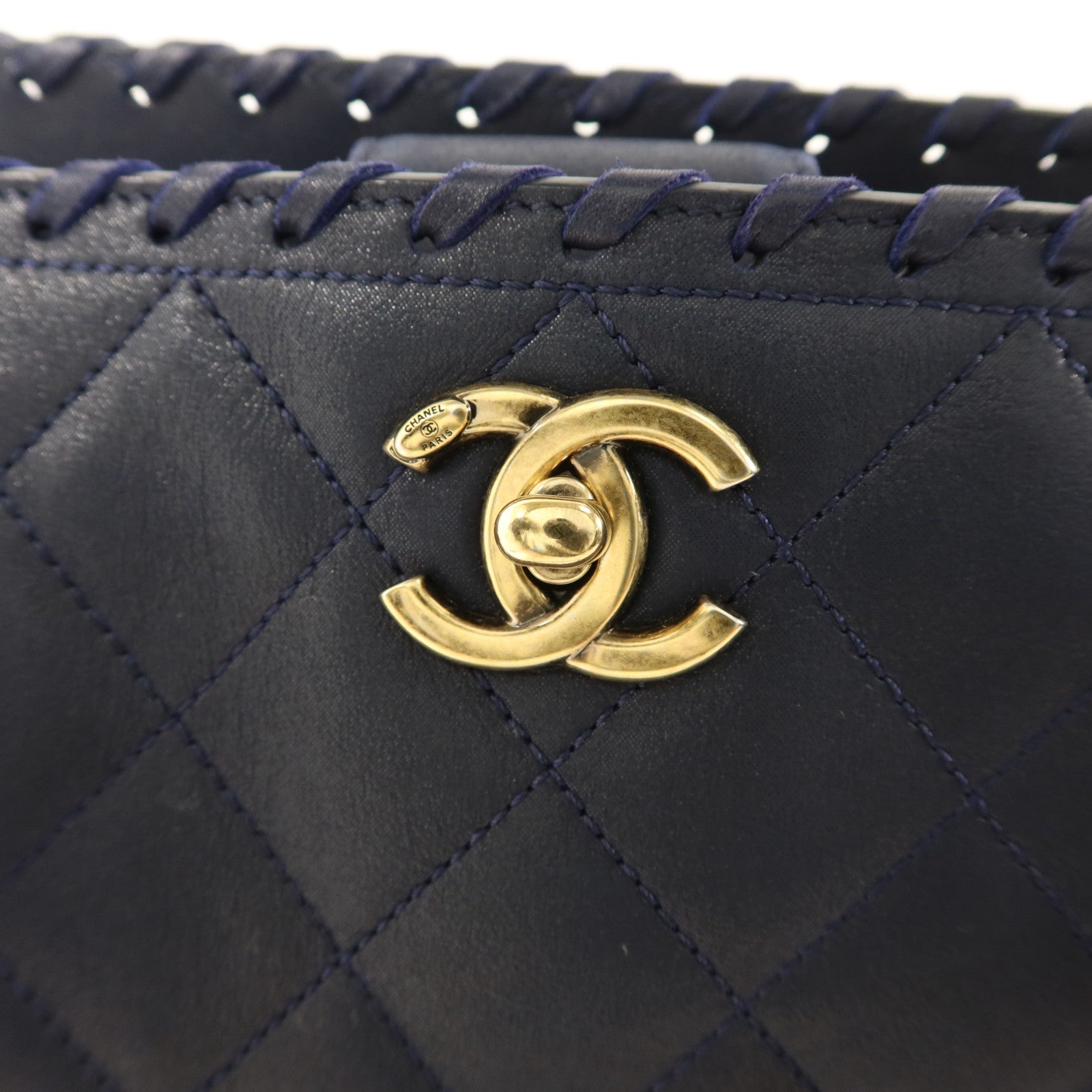 CHANEL 牛皮皮革Tote Bag金扣手挽袋
